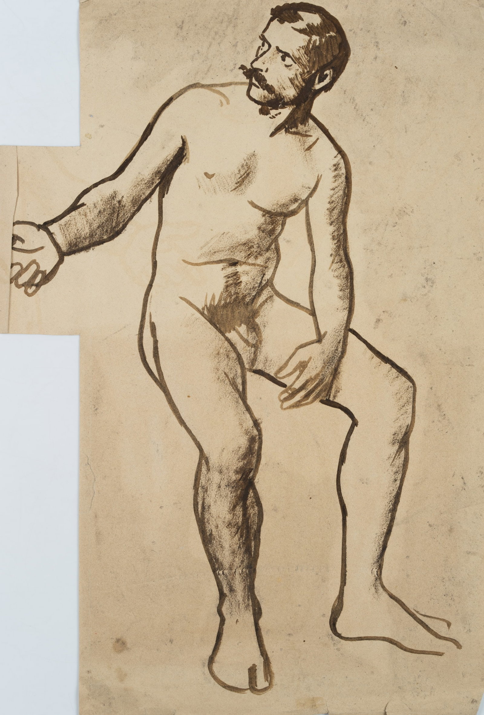 E. GEBHARDT (1838-1925), Figure study, around 1892, Indian ink: Eduard von Gebhardt (1838 St. John - 1925 Düsseldorf): Figure study on Christ for the "Sermon on the Mount" in Loccum Monastery, c. 1892, Indian ink Technique: Indian ink on Paper Date: c. 1892 D