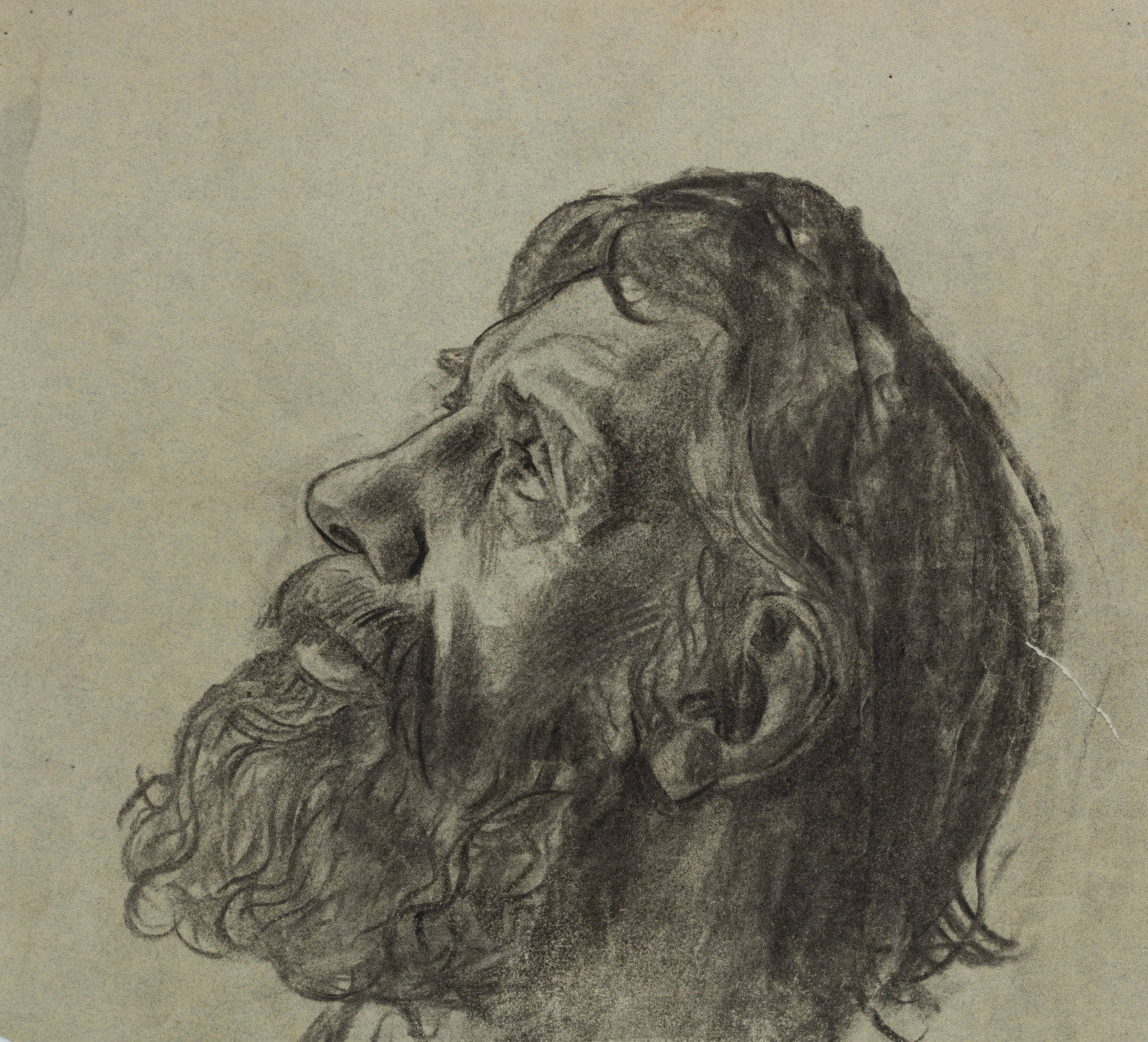 E. GEBHARDT (1838-1925), Portrait study of a bearded man, around 1892, Charcoal: Eduard von Gebhardt (1838 St. John - 1925 Düsseldorf): Portrait study of a bearded man Probably a study of a Christ figure in Loccum Abbey, c. 1892, Charcoal Technique: Charcoal on Paper Date: c.