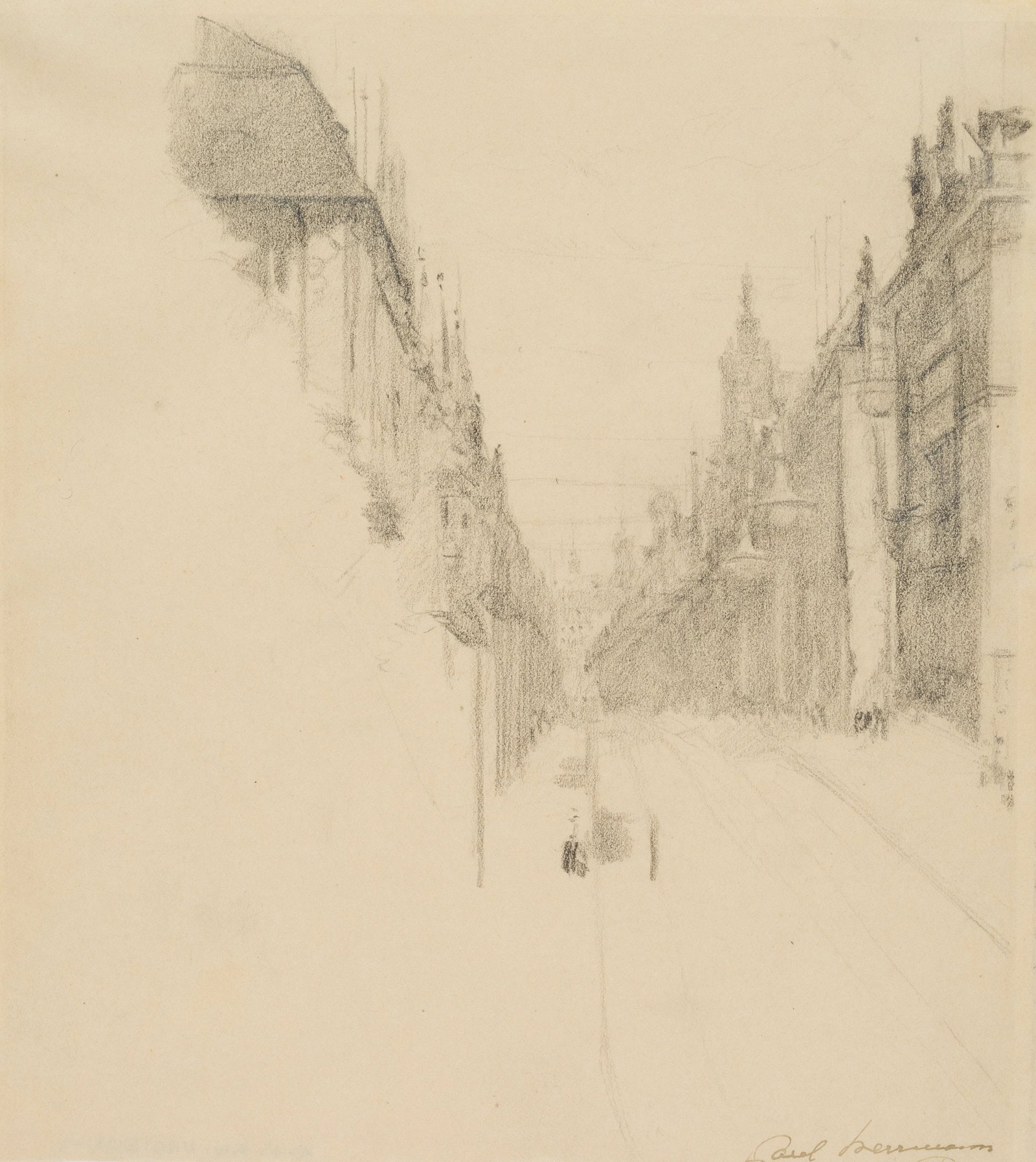 P. HERRMANN (1864-1944), cityscape, Pencil (1 of 5)