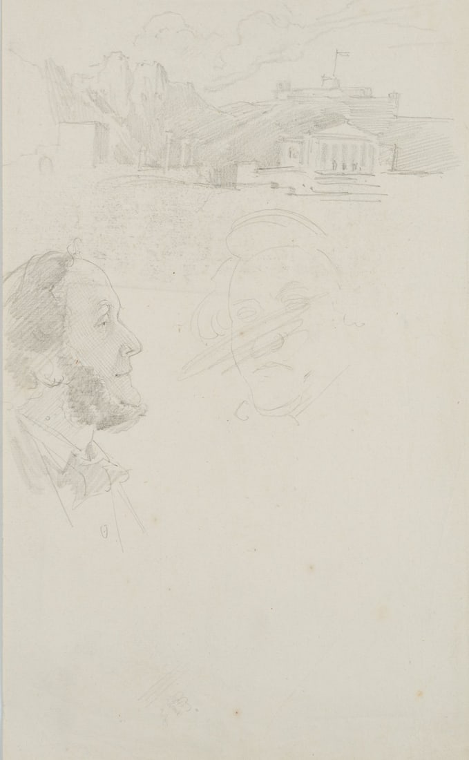 J. LANGE (1817-1878), Architectural and portrait studies, around 1840, Pencil (1 of 8)