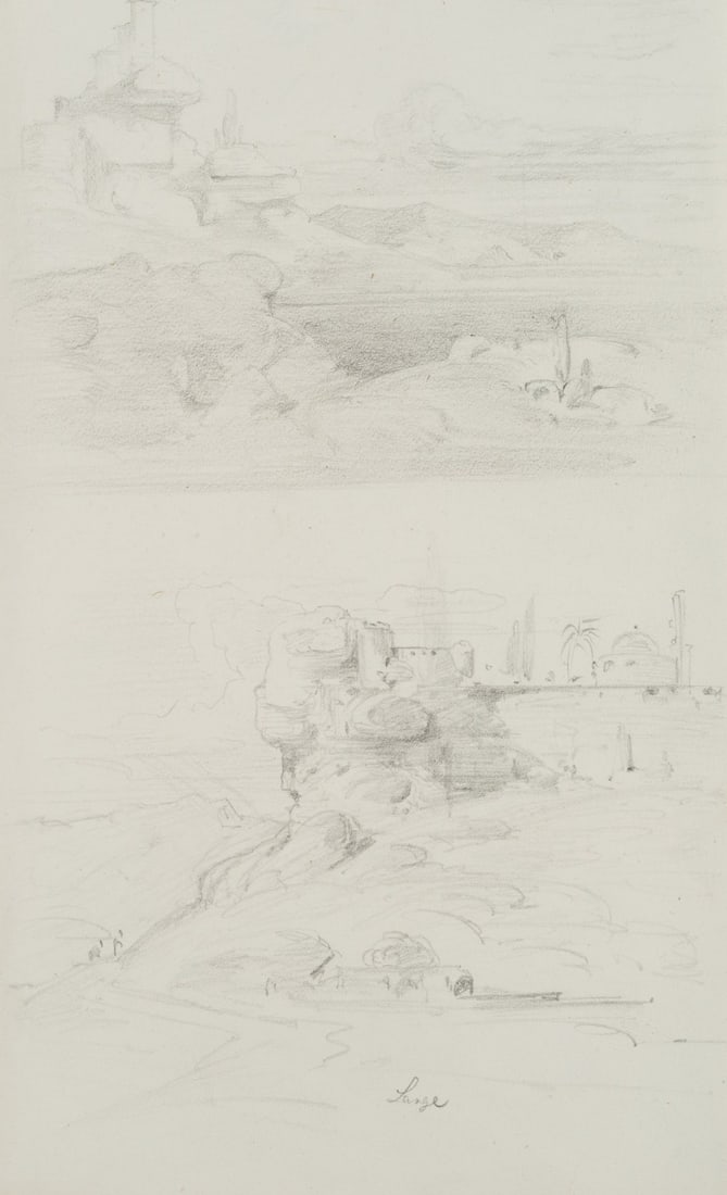 J. LANGE (1817-1878), Oriental landscape study, around 1840, Pencil (1 of 8)