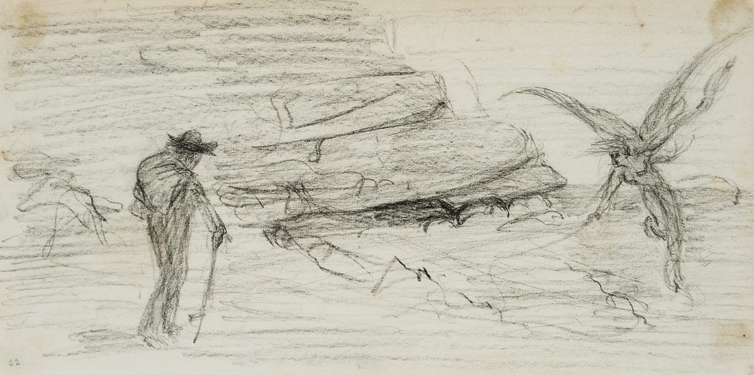 L. PRIMAVESI (*1871), Appearance in the rocky landscape, around 1890, Pencil (1 of 7)