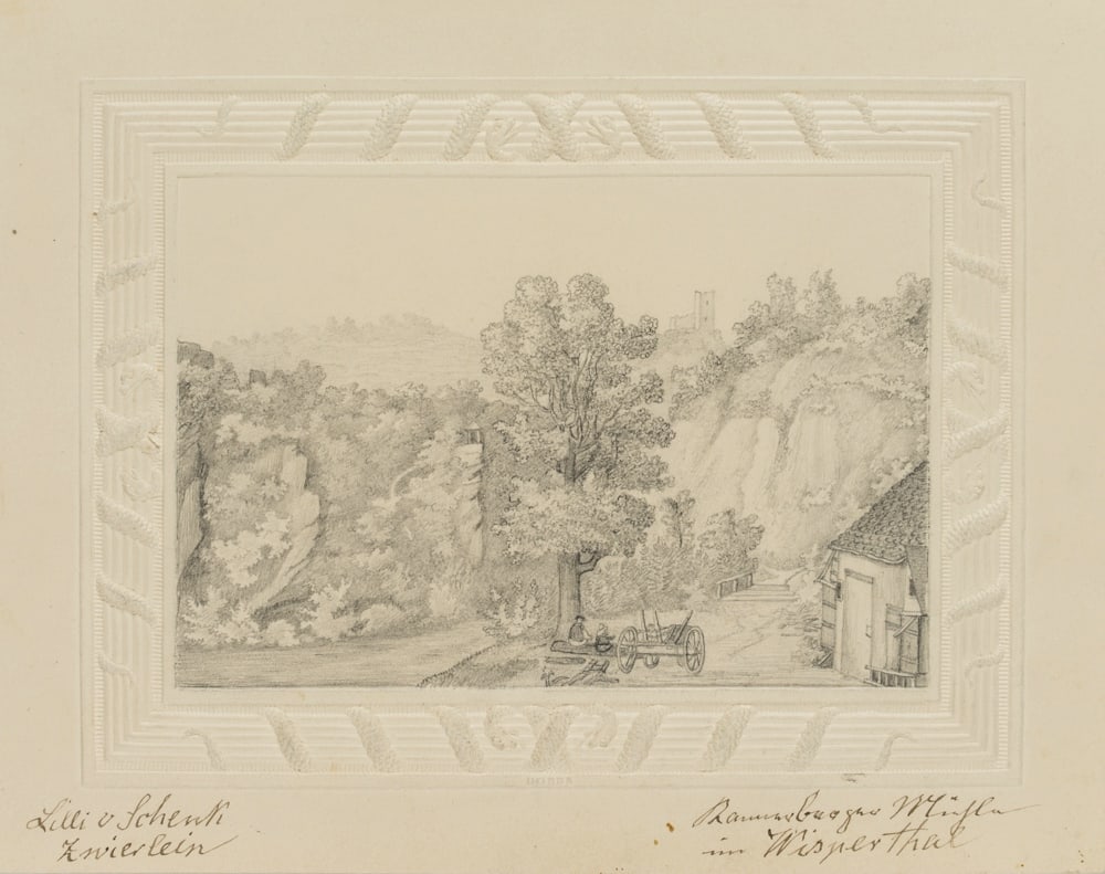 L. SCHENK (19th), Kammburg Mill in the Wispertal Valley, Pencil (1 of 4)