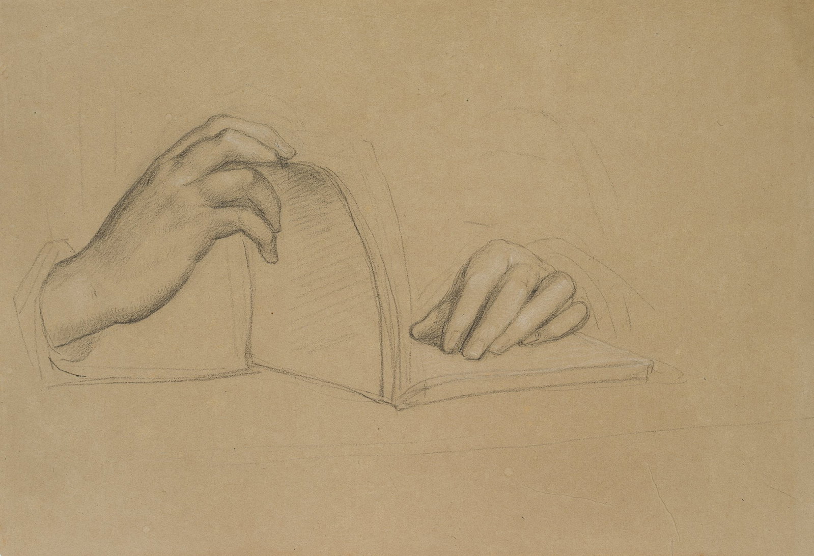 T. WALLIS (1794-1892), Hand study with a book, around 1820, Pencil (1 of 7)