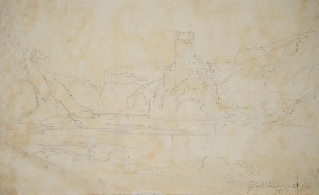 T. WEBER (1813-1875), Ried Castle in South Tyrol, 1867, 1867, Pencil: Therese Weber (1813 Nymphenburg - 1875 Munich): Ried Castle in South Tyrol, 1867, 1867, Pencil Technique: Pencil on Paper Inscription: Lower right dated: "Schloß Ried den 19. Feb. 1867". Titled a