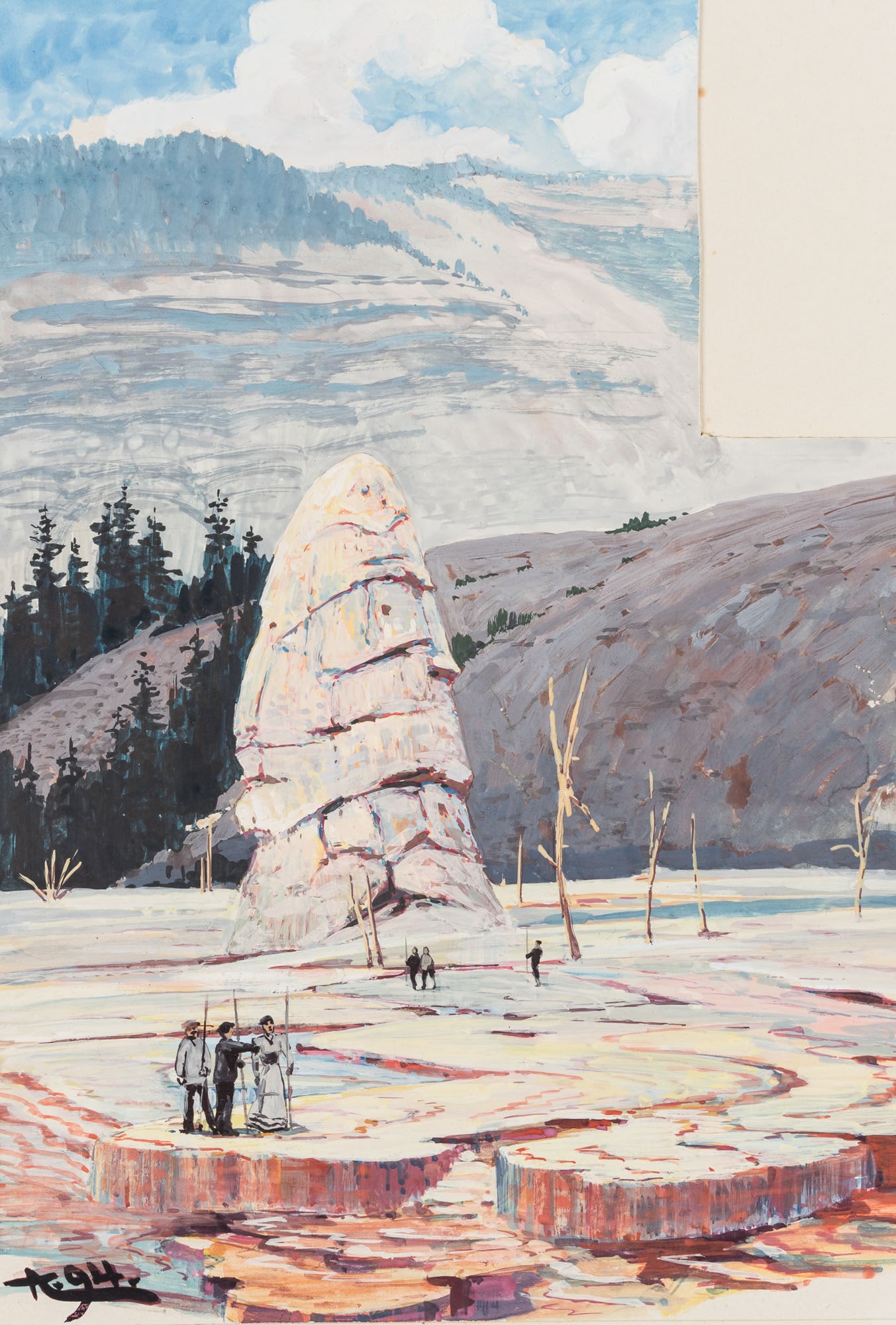 Unknown (19th), Winter landscape with ice fishermen, 1894, Gouache (1 of 4)