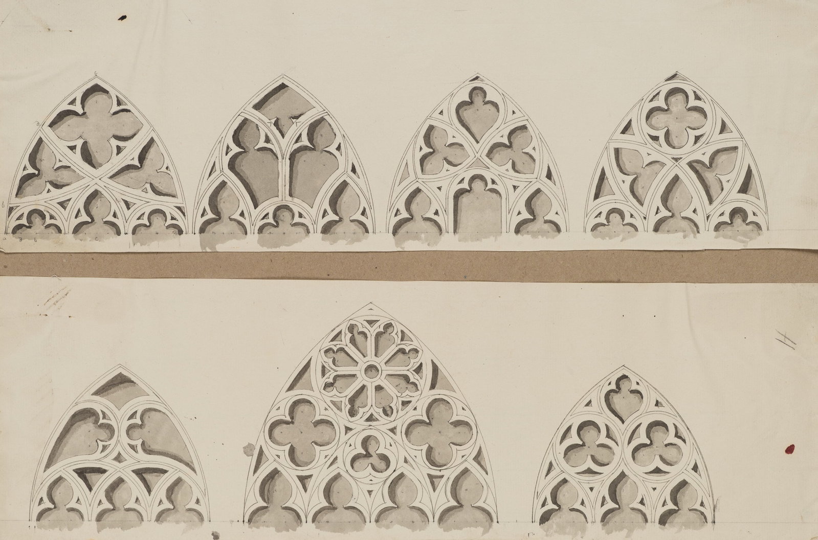 Unknown (19th), Gothic window rosettes, around 1830, Pen drawing (1 of 5)