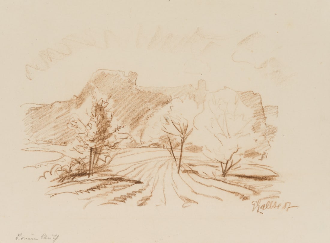 G. GELBKE (1882-1947), Mountain landscape, 1917, Chalk (1 of 6)
