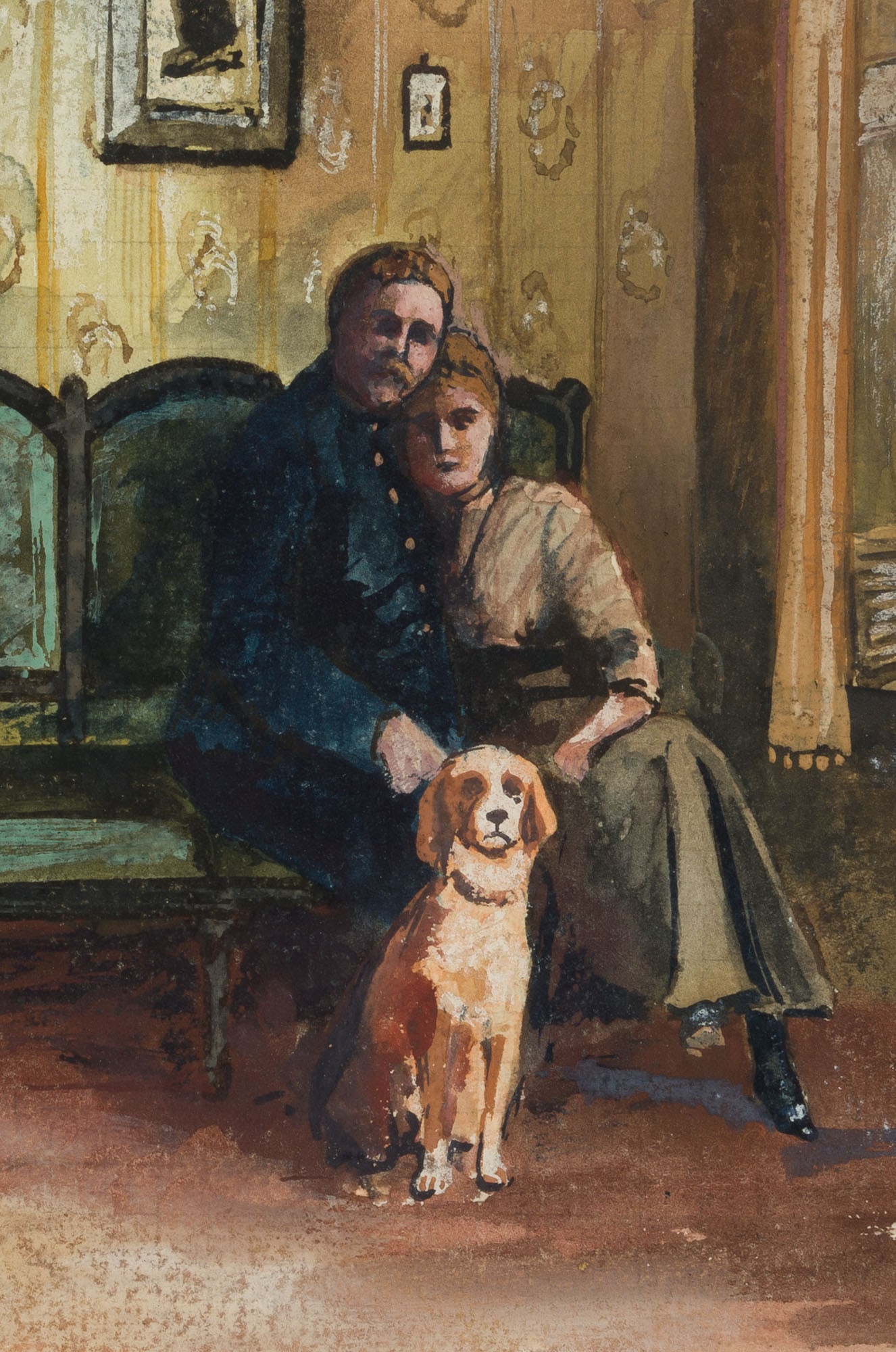 SOLMYTSCHEGOPAK (20th), Interior scene. An idyll for three, 1916, Watercolor (1 of 4)