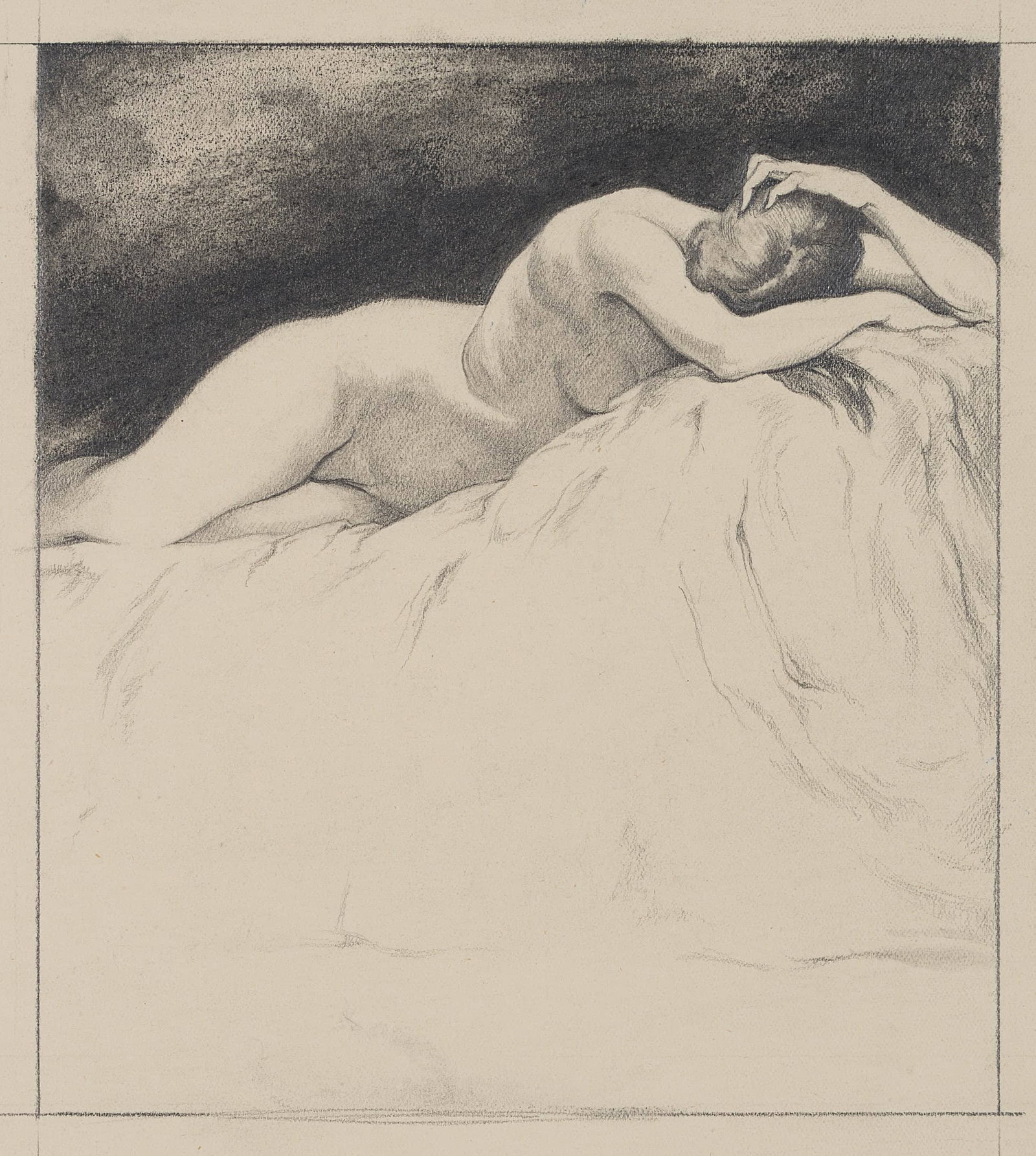 C. WALTHER (1880-1954), Sleeping III, Pencil: Carl August Walther (1880 Leipzig - 1954 Dresden): Sleeping III, 20th century, Pencil Technique: Pencil and Charcoal on Paper Stamp: At the bottom Estate stamp, Carl Walther. Dresden. 20th century Dat