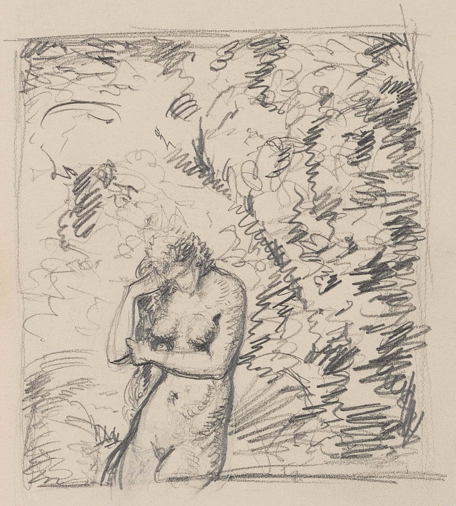C. WALTHER (1880-1954), Bathers braiding their hair, Pencil: Carl August Walther (1880 Leipzig - 1954 Dresden): Bathers braiding their hair, 20th century, Pencil Technique: Pencil on Paper Stamp: Verso Estate stamp, Carl Walther. Dresden. 20th century Date: 20t