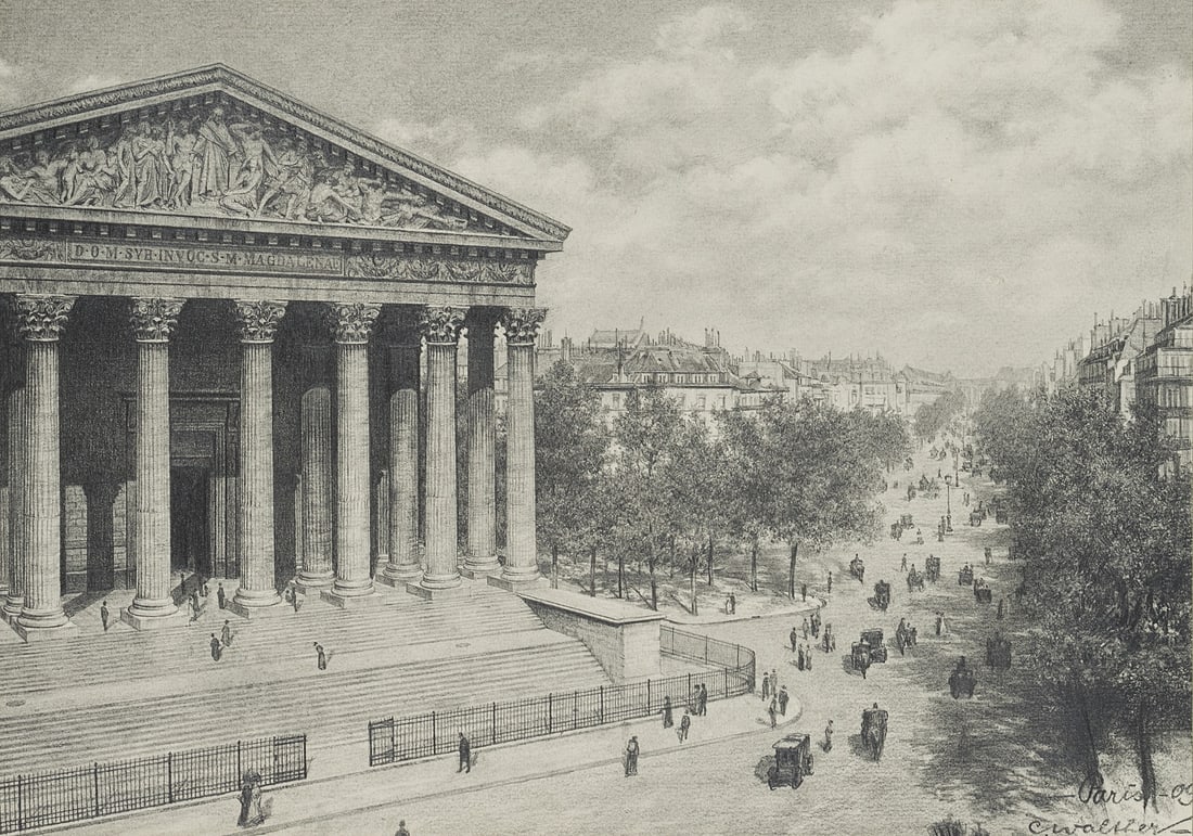 C. WALTHER (1880-1954), Sainte-Marie-Madeleine in Paris, 1909, Pencil (1 of 3)