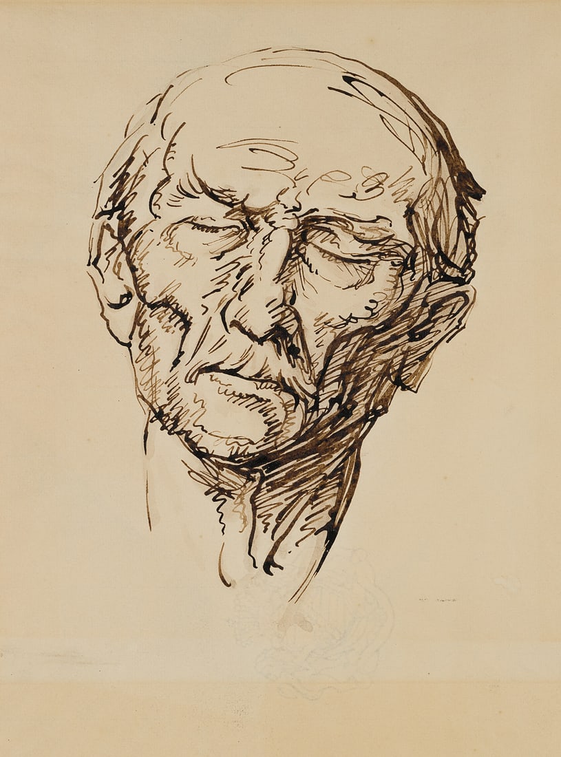 C. WALTHER (1880-1954), Portrait study, Indian ink (1 of 3)