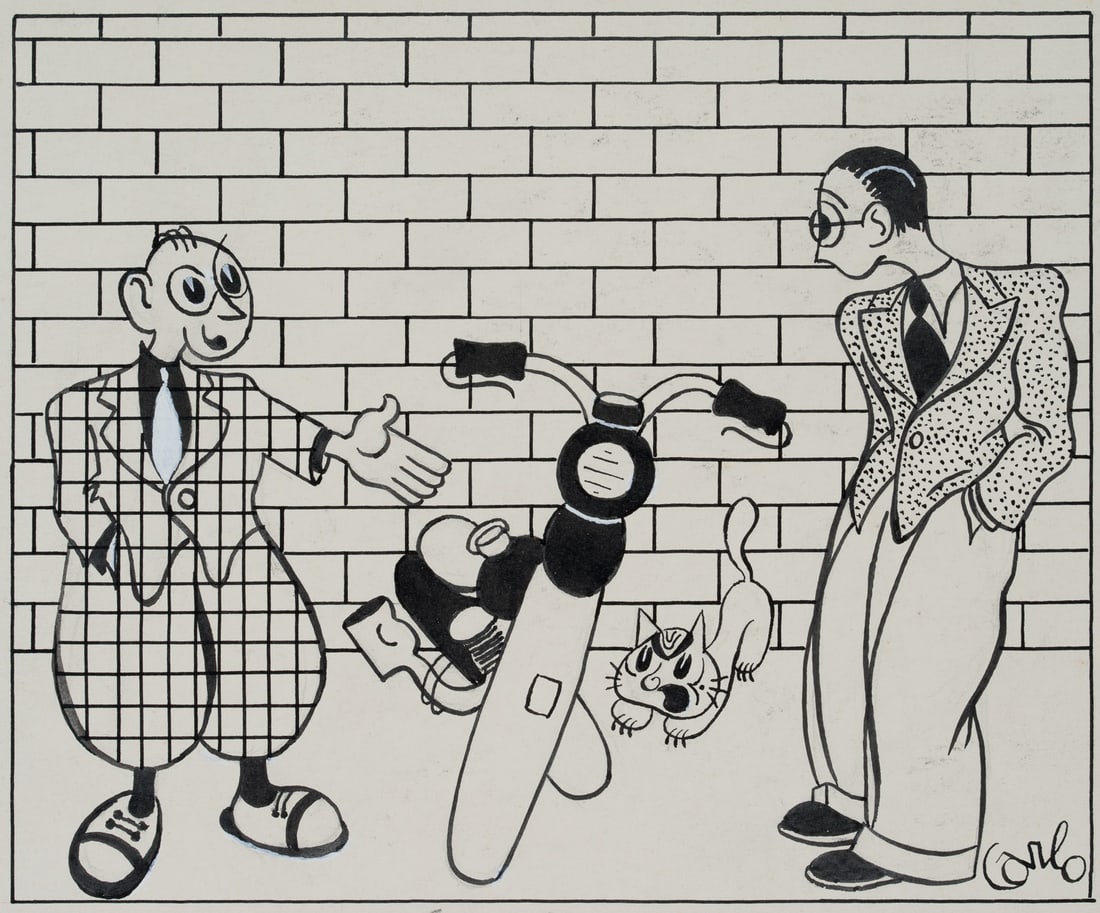 C. BOGER (1911-1943), That Bastard No. 2, Caricature, around 1930, Indian ink: Carlo Boger (1911 - around 1943 ): Caricature, "The bastard", 1928 - 1936, c. 1930, Indian ink Technique: White heightened Indian ink on Cardboard Inscription: Signed "Carlo" lower right in the image,