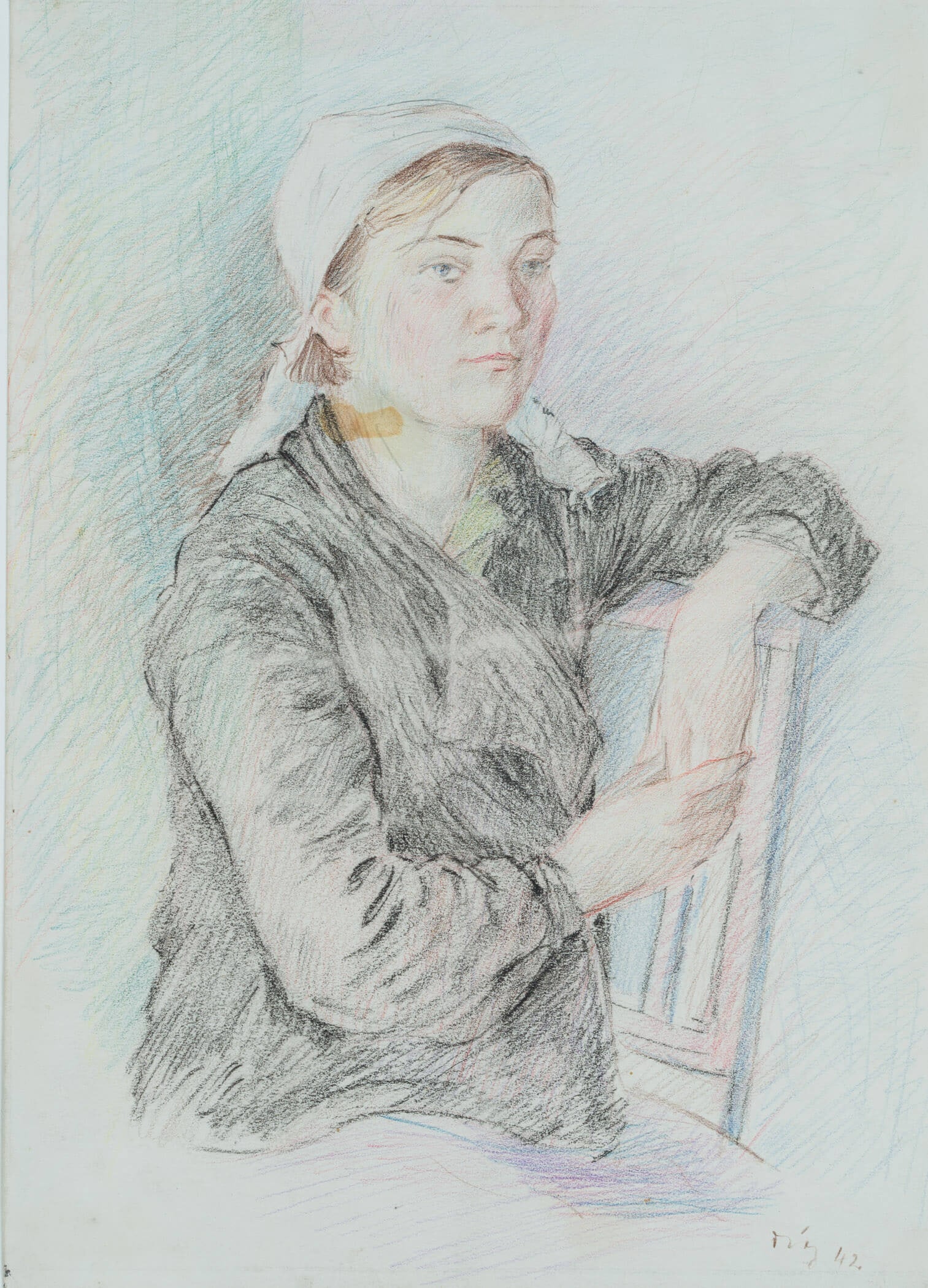 W. DIEZ (1906-1979), Nadja. Portrait, Bielopolje, 1942, Colored pencil (1 of 4)