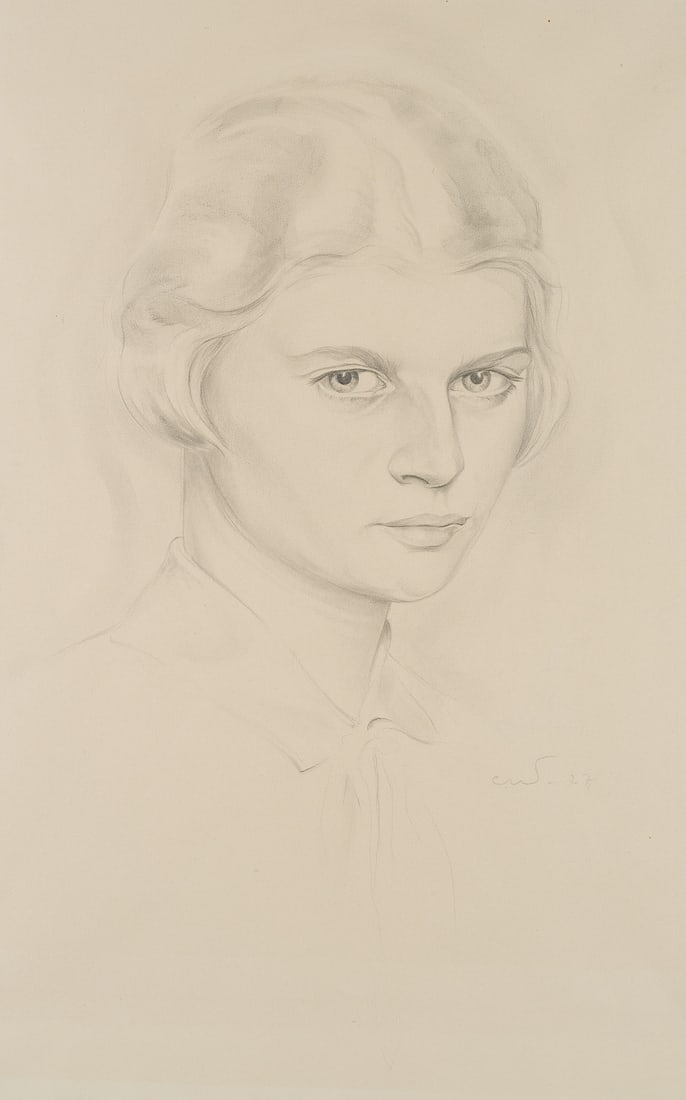 C. WALTHER (1880-1954), Portrait of his daughter Eva, 1927, Pencil (1 of 3)