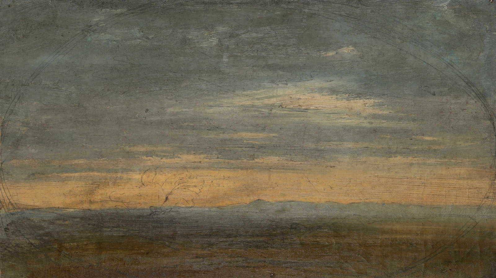 F. GAUERMANN (*1807) attributed, Landscape with blue hills, Oil: Friedrich Gauermann (1807 - after 1862 ibid.) attributed: Landscape with blue hills in the distance, 19th century, Oil Technique: Oil on Paper Date: 19th century Description: Landscape with blue hills
