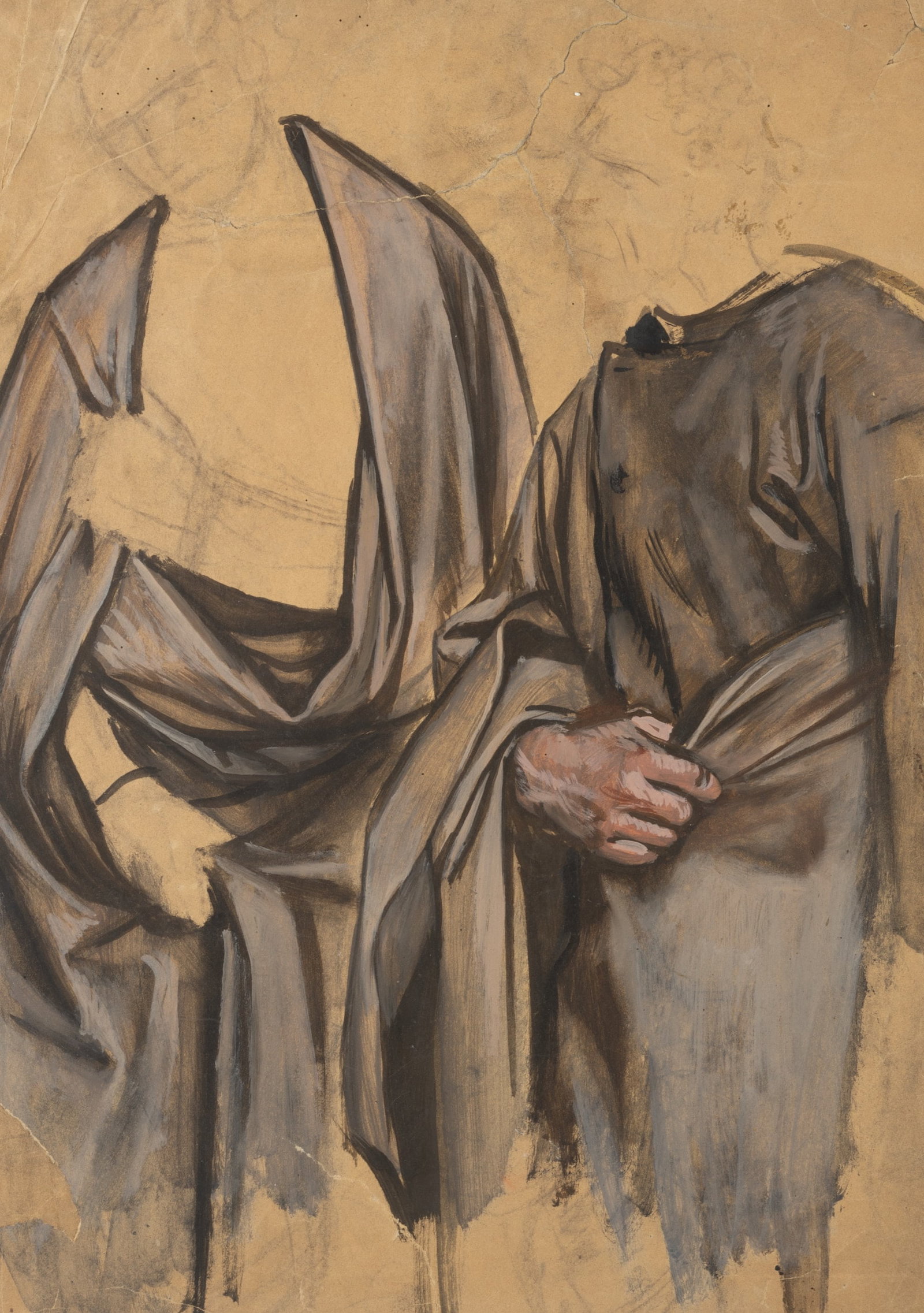 E. GEBHARDT (1838-1925), Study of a garment and a hand, around 1884, Oil (1 of 7)