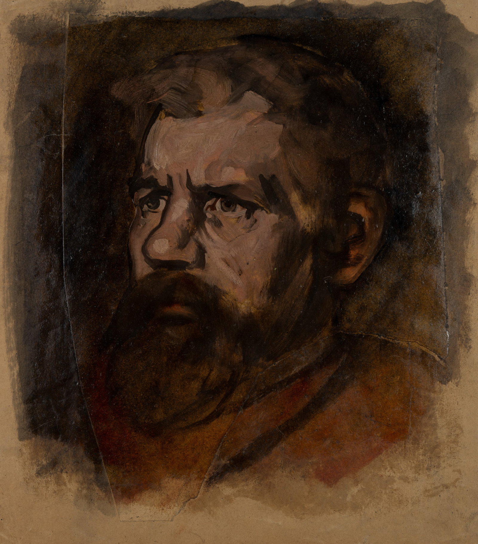E. GEBHARDT (1838-1925), Study of a bearded apostle, around 1884, Oil: Eduard von Gebhardt (1838 St. John - 1925 Düsseldorf): Study of a bearded apostle on the "Sermon on the Mount" in Loccum Monastery, c. 1884, Oil Technique: Oil on Paper, mounted on Canvas Date: c