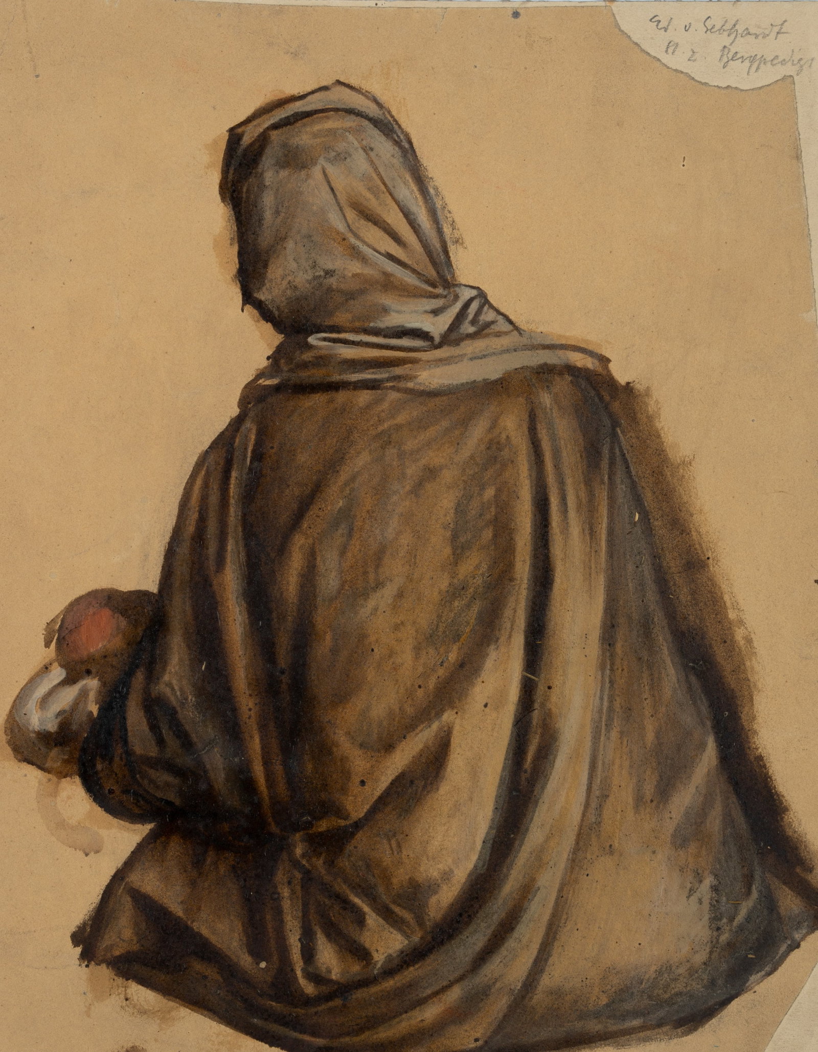 E. GEBHARDT (1838-1925), Study of a Seated Woman, around 1884, Oil: Eduard von Gebhardt (1838 St. John - 1925 Düsseldorf): Study of a seated woman on the "Sermon on the Mount" in Loccum Monastery, c. 1884, Oil Technique: Oil on Paper, mounted on Canvas Inscriptio
