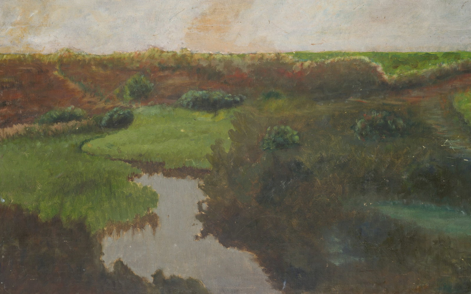 O. POTTHAST VON MINDEN (*1869), Marshland with tidal creeks, Oil (1 of 4)