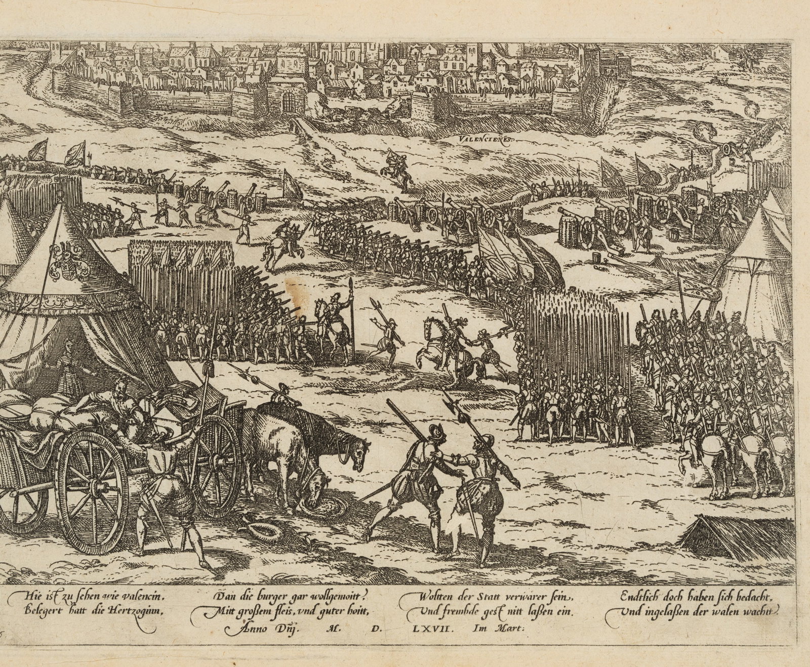 Unknown (16th), Siege of Valenciennes, around 1577, Copper engraving (1 of 4)