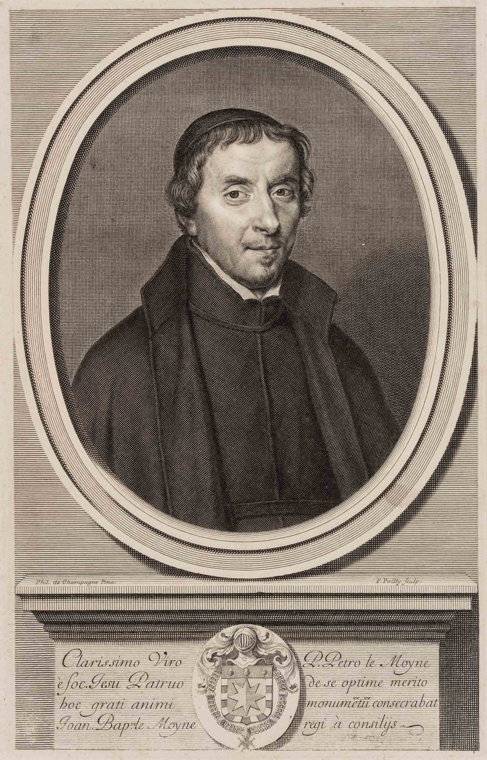 F. POILLY (*1622) after CHAMPAIGNE (*1602), Portrait of Pierre de Moyne, around 1650, Copper engravi: François de Poilly (1622 Abbéville - 1693 Paris) after Philippe de Champaigne (before 1602 - 1674 ): Portrait of Pierre de Moyne (1602-1671), French Jesuit and preacher, c. 1650, Copper engr