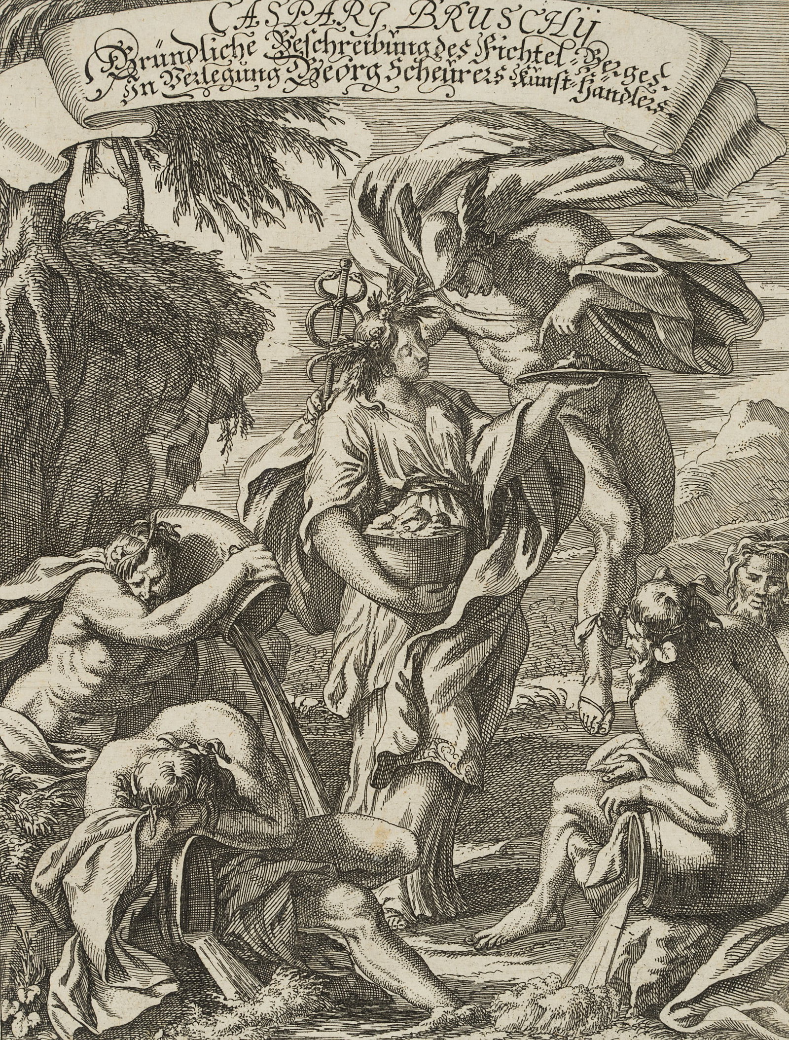 J. MEYER (*1655) after SANDRART (*1655), On Brusch’s description of the Fichtel Mountains, around (1 of 8)