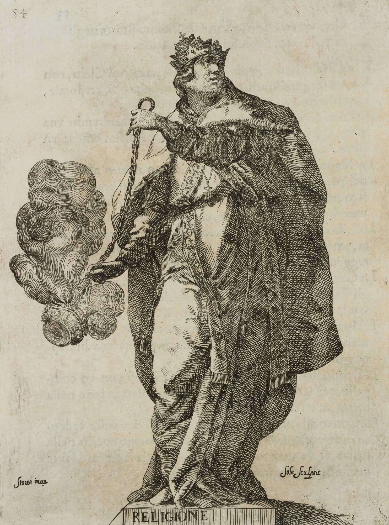 J. STORER (*1611) after SOLE (*1649), An allegory of Religion, 1644, Copper engraving (1 of 4)