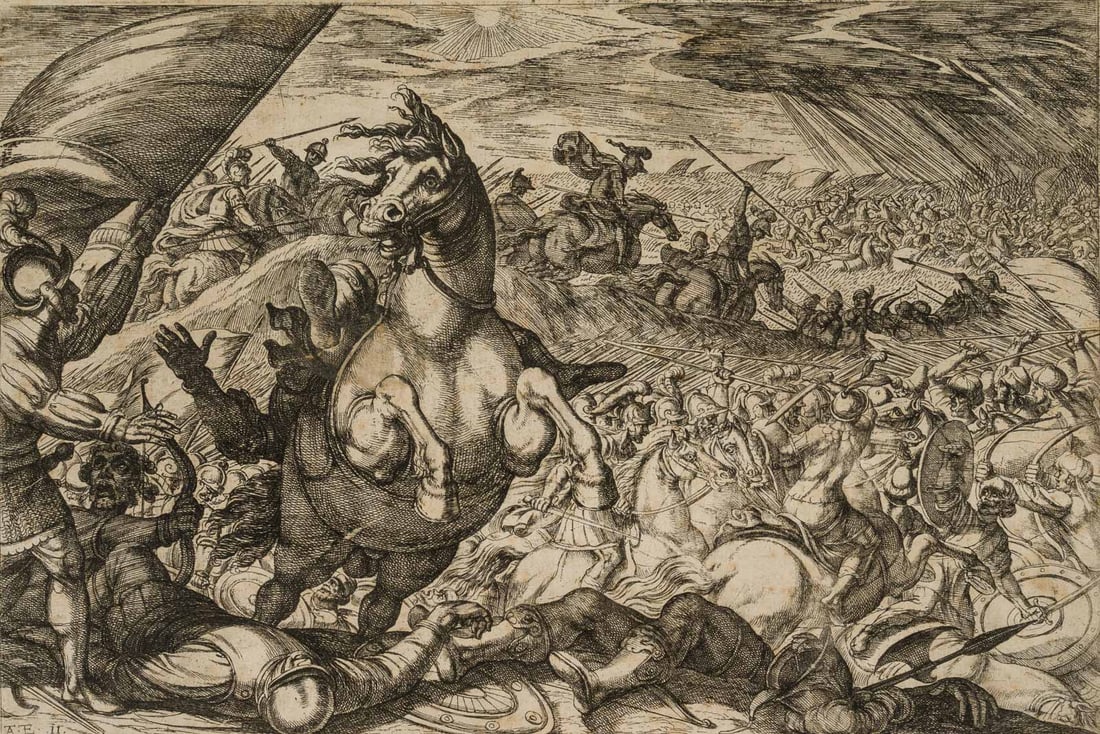 A. TEMPESTA (1555-1630), Battle of Gibeon, Copper engraving (1 of 4)