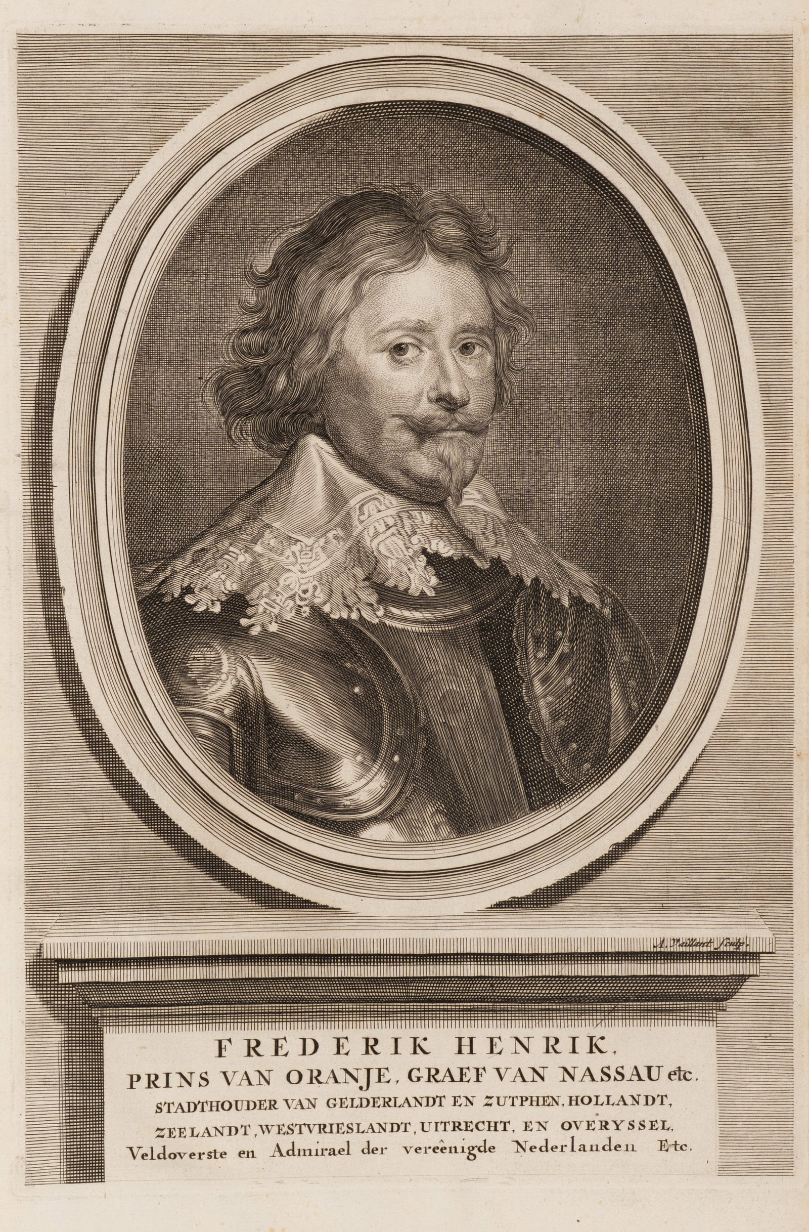 A. VAILLANT (1655-1693), Portrait of Frederik Henrik, Copper engraving (1 of 5)