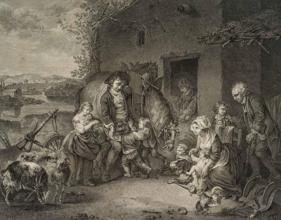 T. VIGNET (*1754) after BENAZECH (*1767), 'Le Vrai Bonheur', 1783, Copper engraving (1 of 4)