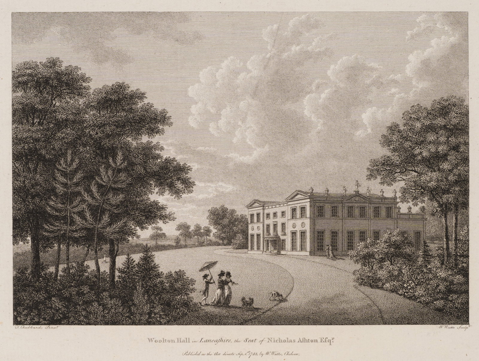 W. WATTS (*1752) after CHUBBARD (*1738), Woolton Hall in Lancashire, 1785, Etching (1 of 5)