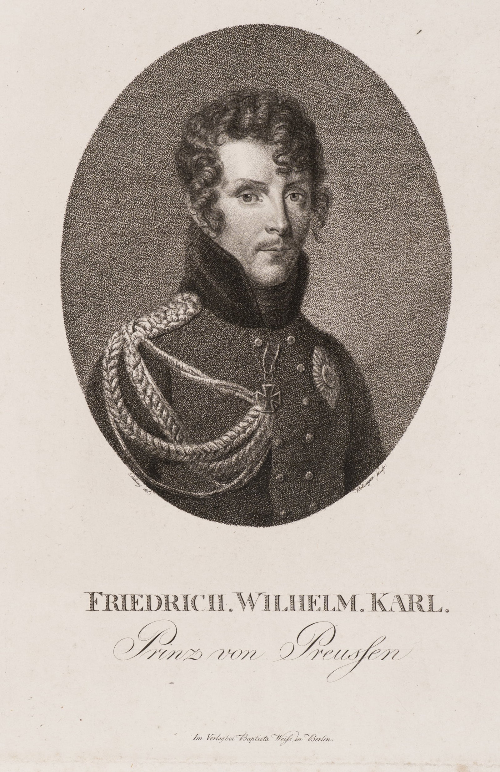 F. BOLLINGER (*1777) after DÄHLING (*1773), Prince Friedrich Wilhelm Karl, Stipple engraving (1 of 5)