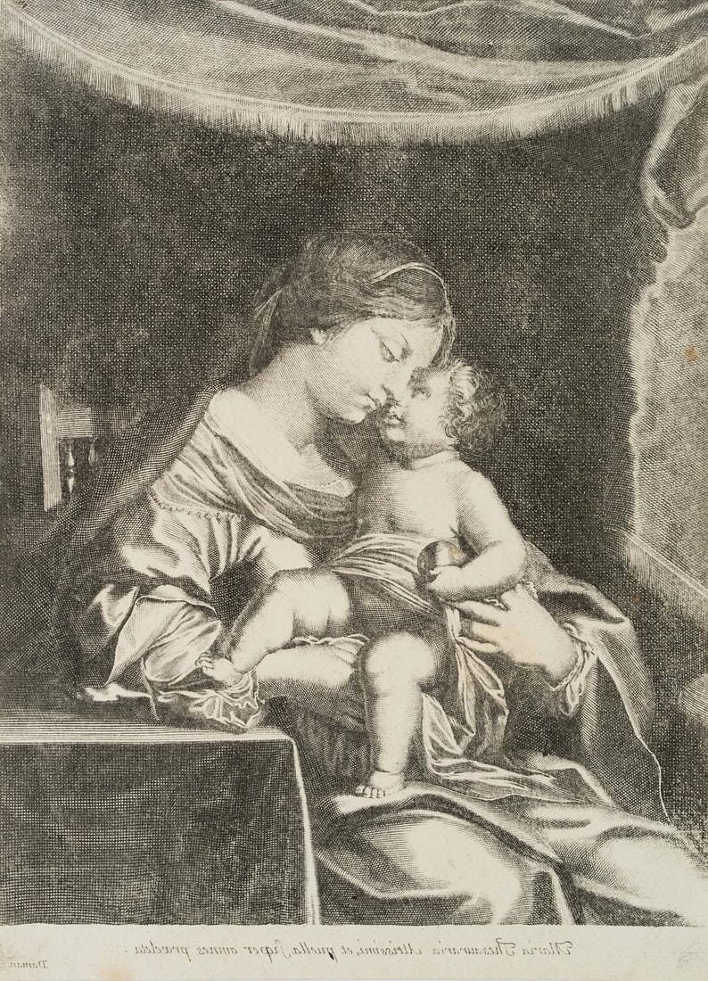 After DAMAN (18th), Madonna and Child, Copper engraving (1 of 4)