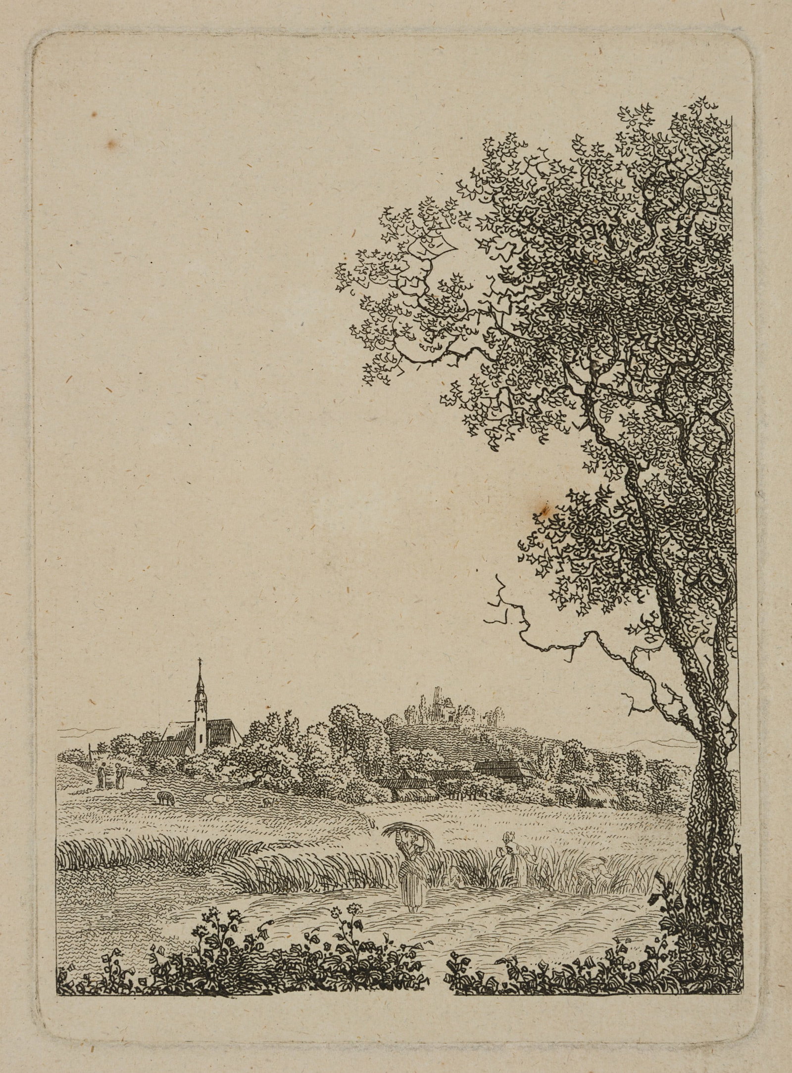 J. DARNSTEDT (*1769), Seifersdorf (Wachau), around 1792, Etching: Johann Adolph Darnstedt (1769 Auma - 1844 Dresden): View of Seifersdorf (Wachau), c. 1792, Etching Technique: Etching on Paper Inscription: Lower middle inscribed by another person: "Seifersdorf". Dat