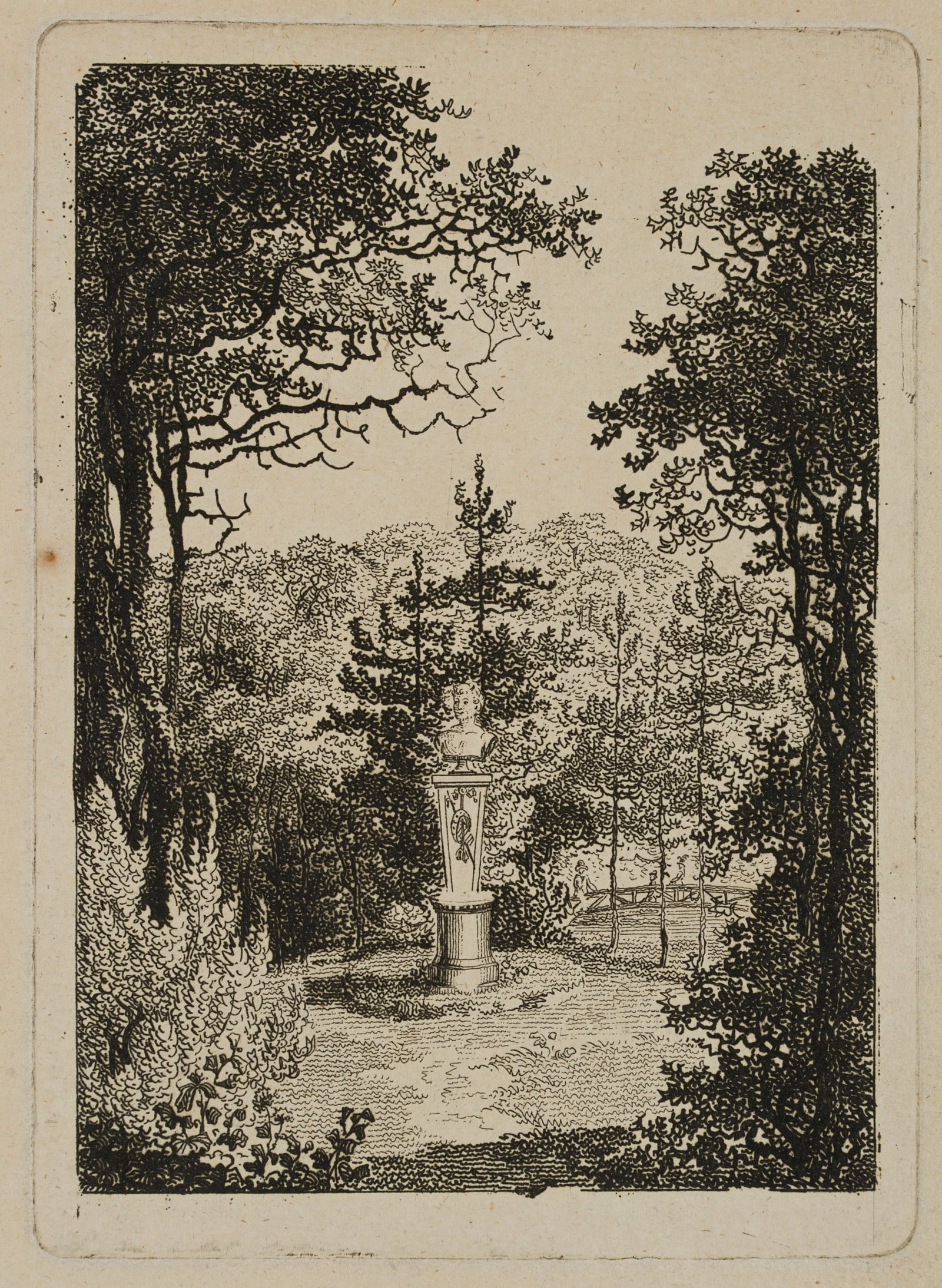 J. DARNSTEDT (*1769), Statue of Pan, Seifersdorf, 1792, Etching (1 of 4)