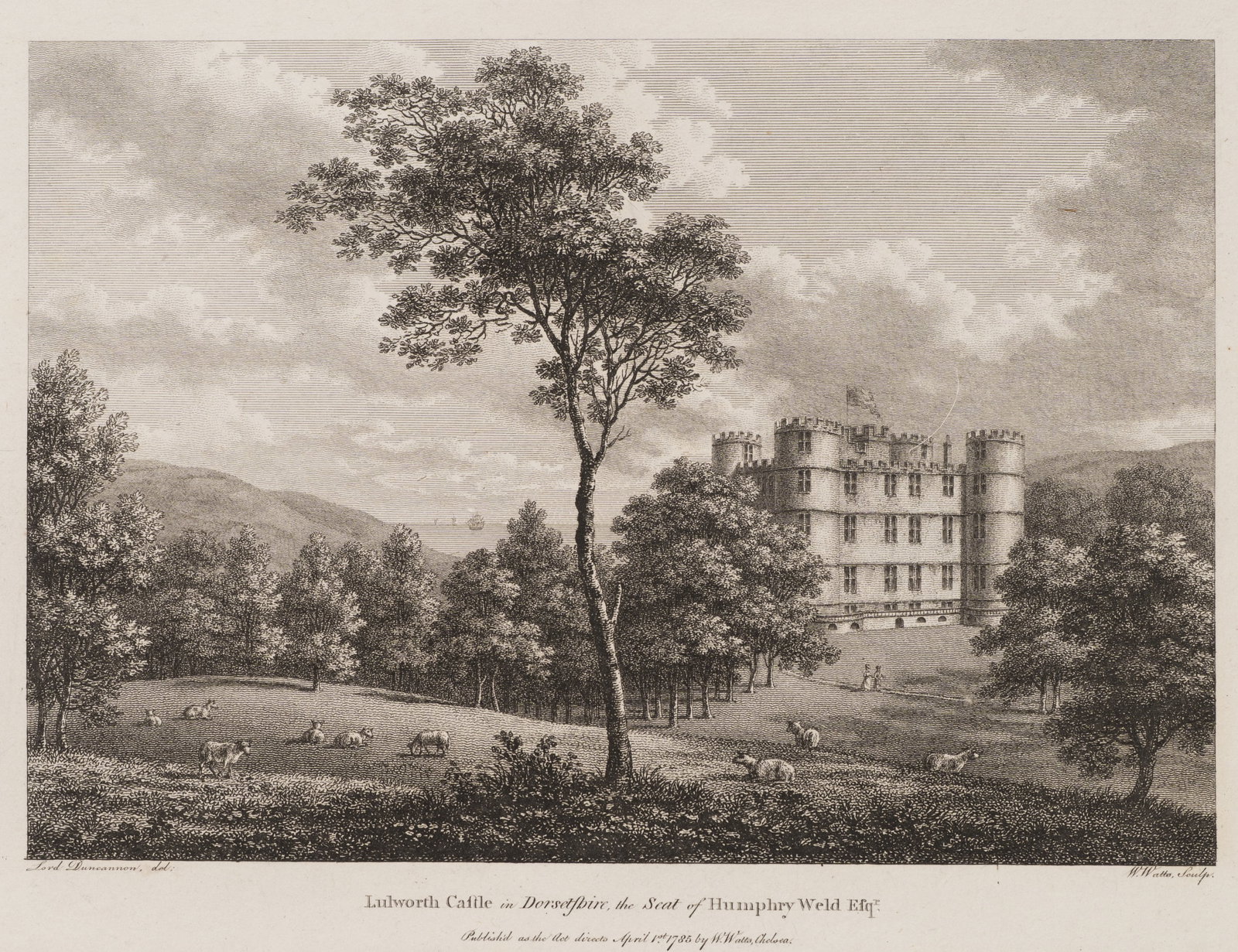 W. WATTS (*1752) after DUNCANNON (*1758), Lulworth Castle, 1785, Etching (1 of 5)