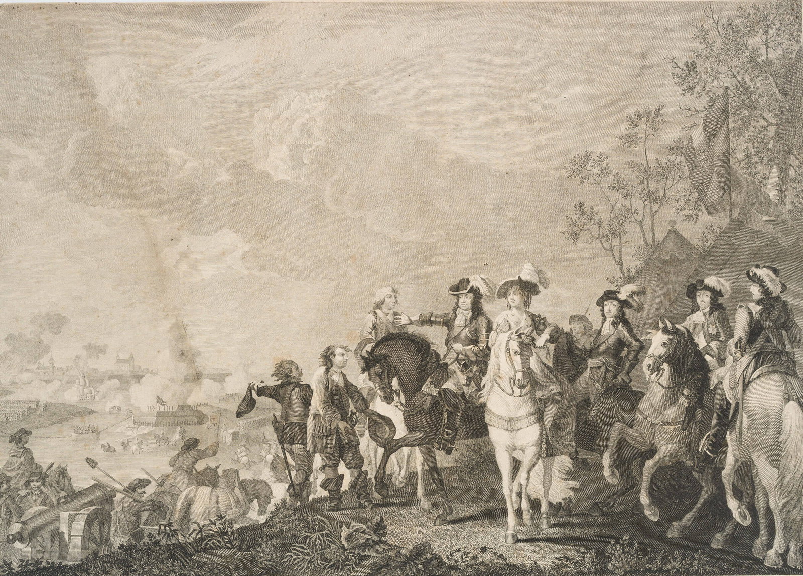 G. HAAS (*1751) after LORENTZEN (*1749), Surrender at Wismar in 1675, 1790, Copper engraving: Georg Haas (1751 - 1817 ibid.) after Christian August Lorentzen (1749 Sonderborg - 1828 Copenhagen): Siege of Wismar and capitulation by the Danish King Christian V, 1790, Copper engraving Technique: 
