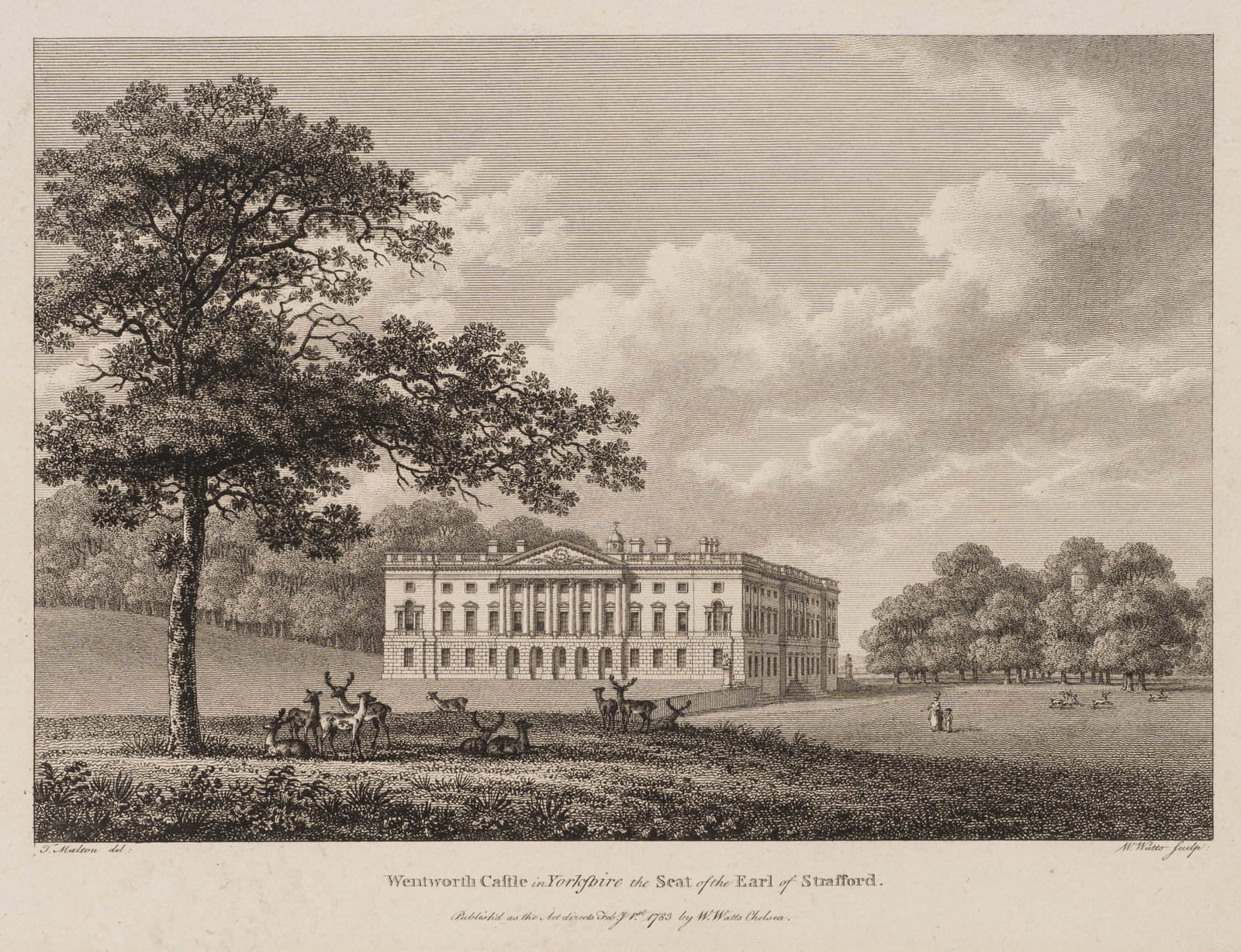 W. WATTS (*1752) after MALTON (*1748), Wentworth Castle in Yorkshire, 1783, Etching (1 of 5)