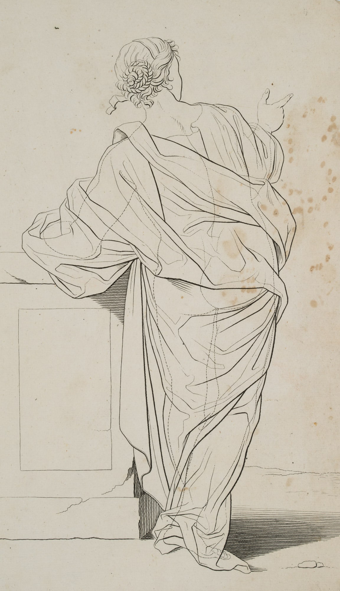 G. PREISSLER (1700-1754), Figure study, figure in clothing, Copper engraving: Georg Martin Preißler (1700 Nuremberg - 1754 ibid.): Figure study, figure in clothing, 18th century, Copper engraving Technique: Copper engraving on Laid paper, mounted on Paper Date: 18th centur