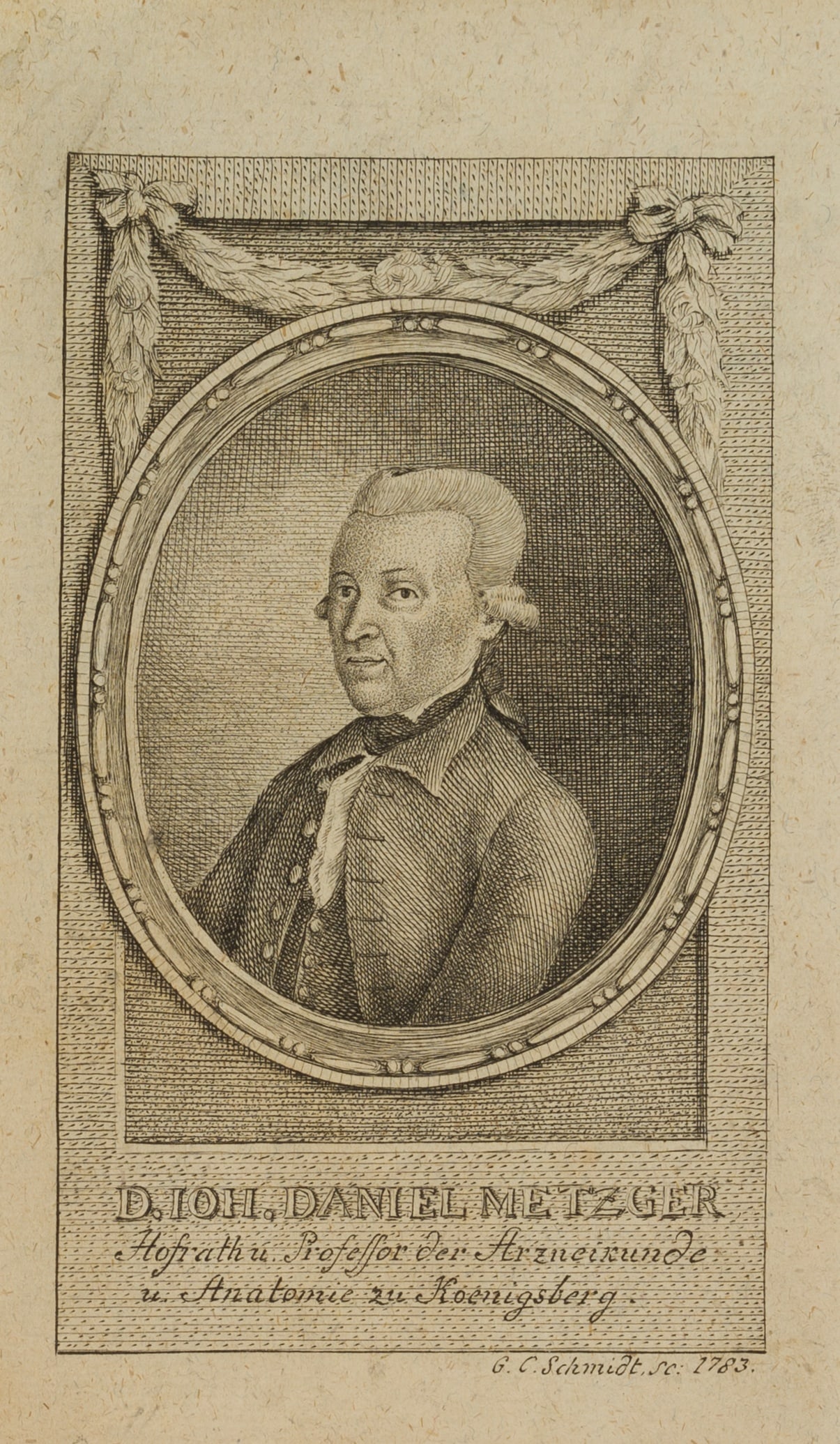 G. SCHMIDT (*1740) after Unknown (18th), Portrait of Johann David Metzger, around 1783, Copper engra (1 of 4)