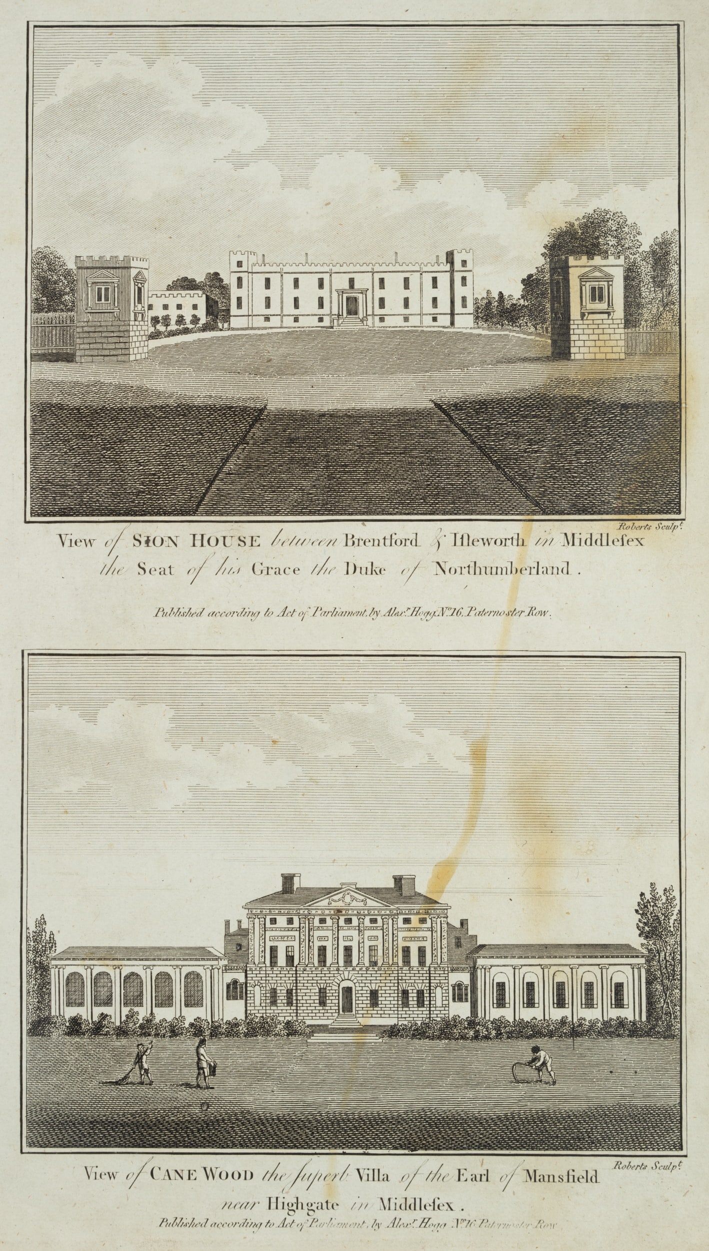 Unknown (18th), Kenwood Villa and Syon House, London, Copper engraving (1 of 4)