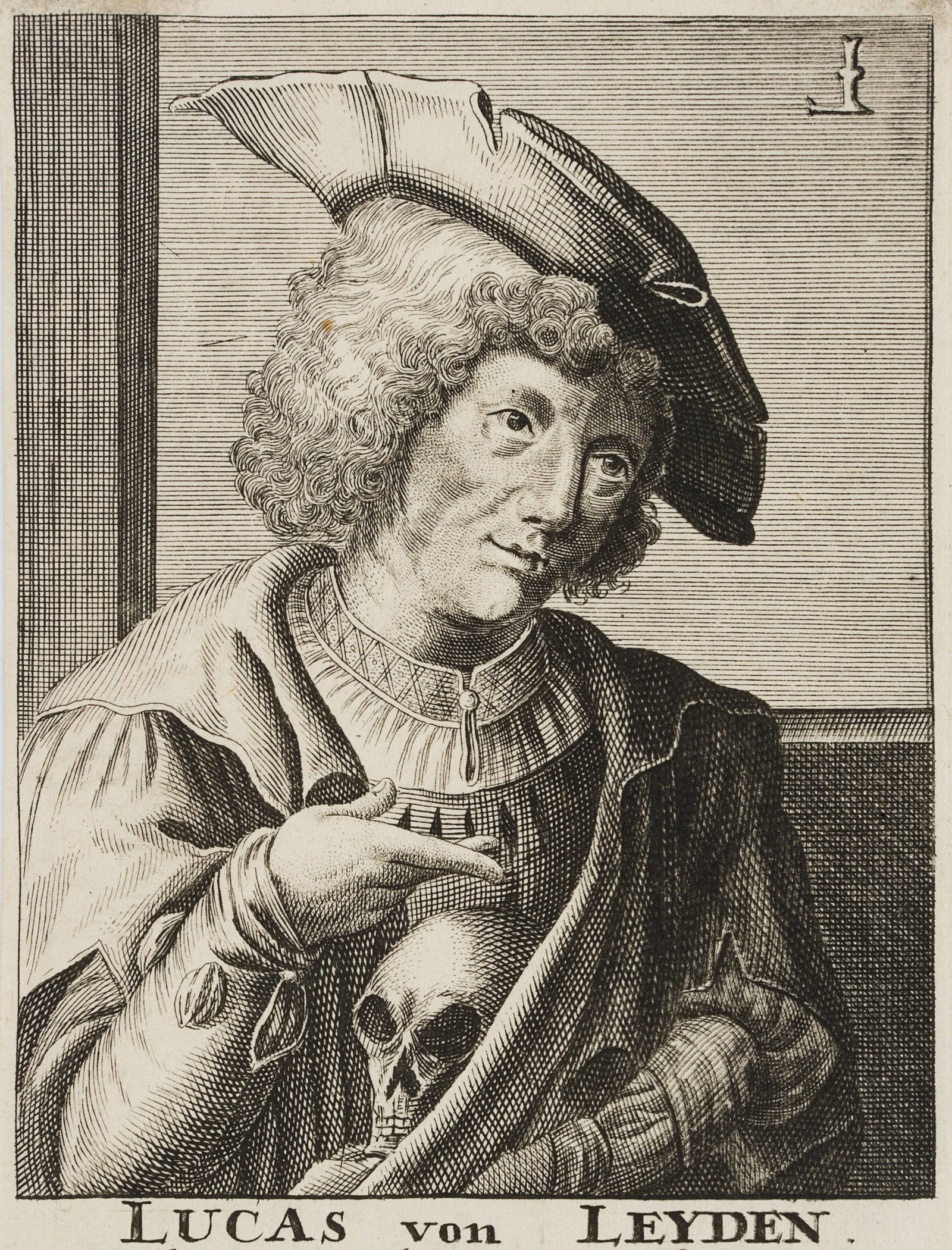 Unknown (18th), Lucas van Leyden (1494–1533), Copper engraving: Unknown (18th century): Porträt Lucas van Leyden (1494 Leiden - 1533 ), 18th century, Copper engraving Technique: Copper engraving on Paper Inscription: labelled at the bottom of the plate Date: 
