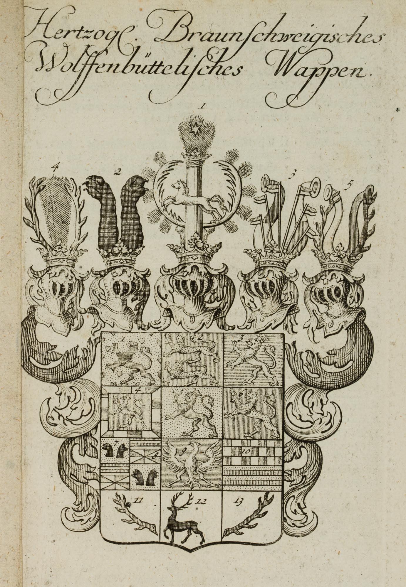 Unknown (18th), Coat of Arms of Brunswick-Wolfenbüttel, around 1730, Copper engraving (1 of 4)