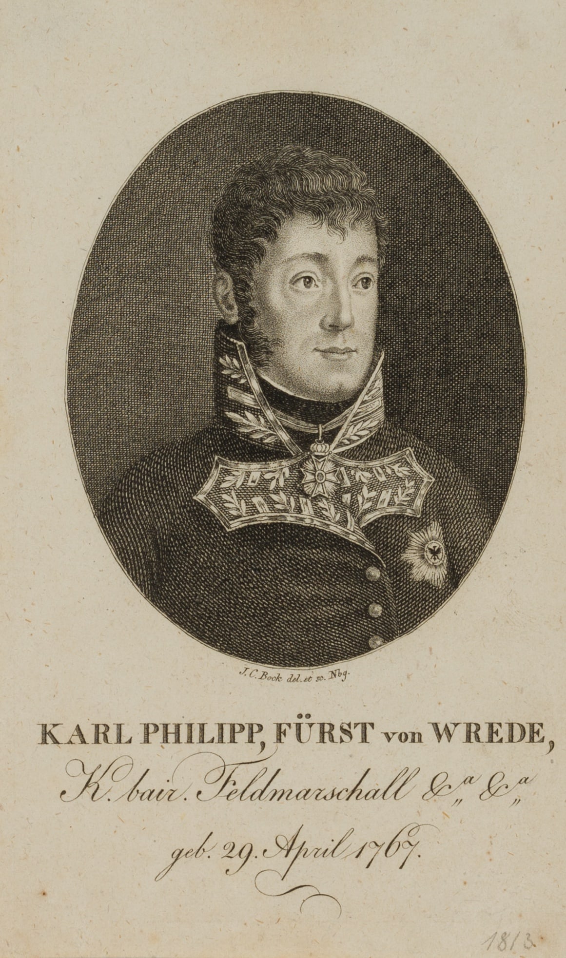J. BOCK (1752-1830), Carl Philipp von Wrede, around 1820, Copper engraving (1 of 4)