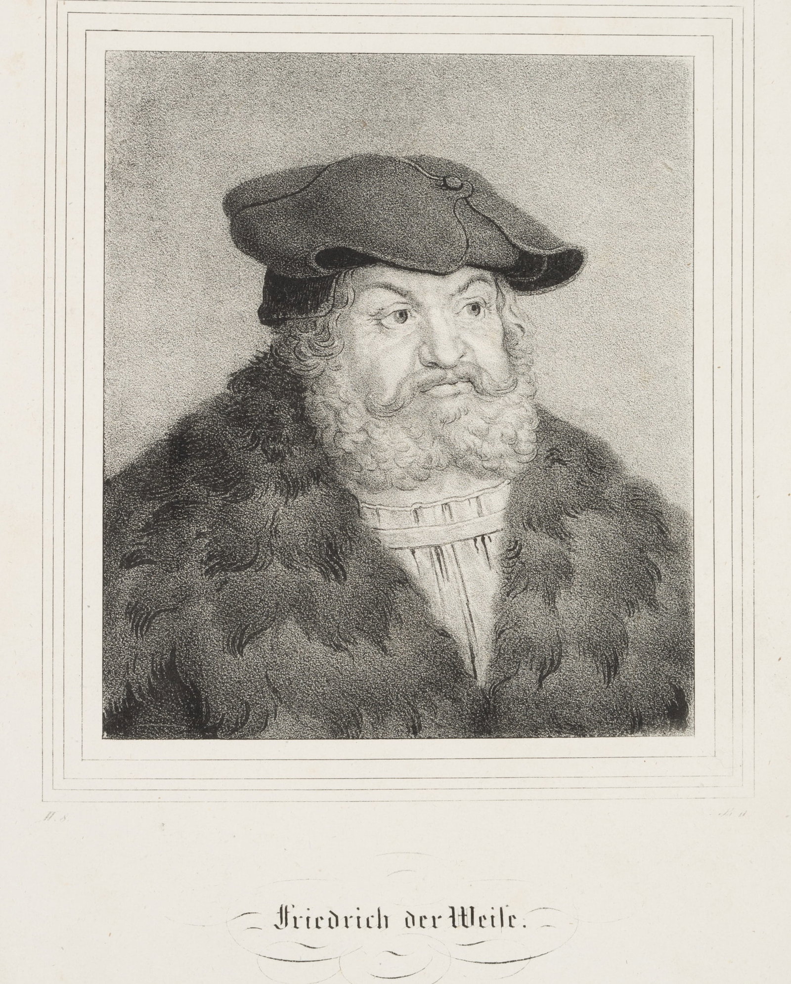 After DÜRER (*1471), Portrait of Friedrich of Saxony, around 1820, Lithography (1 of 4)