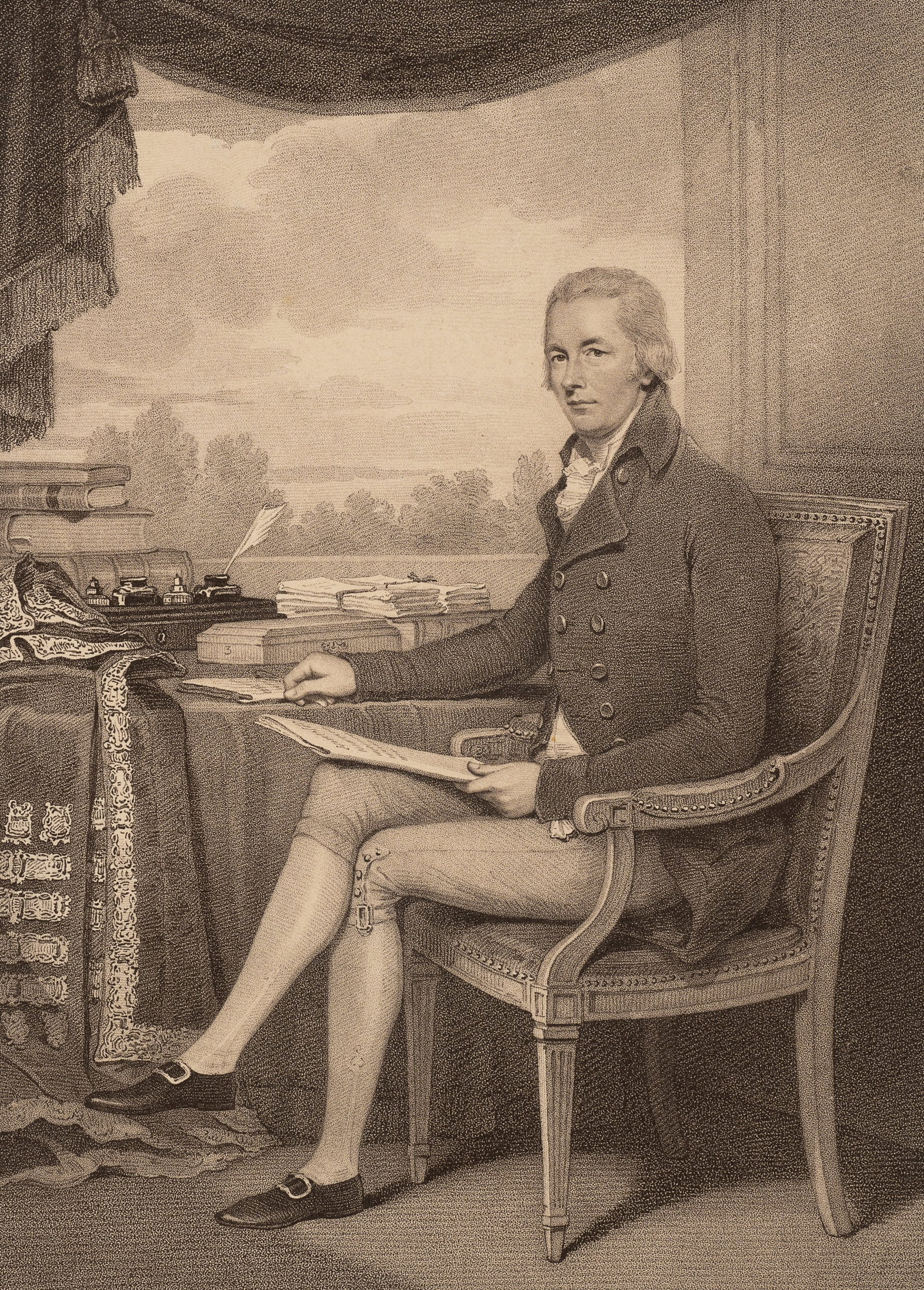 A. CARDON (*1772) after EDRIDGE (*1768), Portrait of W. Pitt the Younger (1759–1806), 1801,: Antoine Cardon (1772 Brussels - 1813 London) after Henry Edridge (1768 Paddington, London - 1821 London): Portrait of William Pitt the Younger (1759 Hayes, Kent - 1806 Putney near London), 1801, Stipp