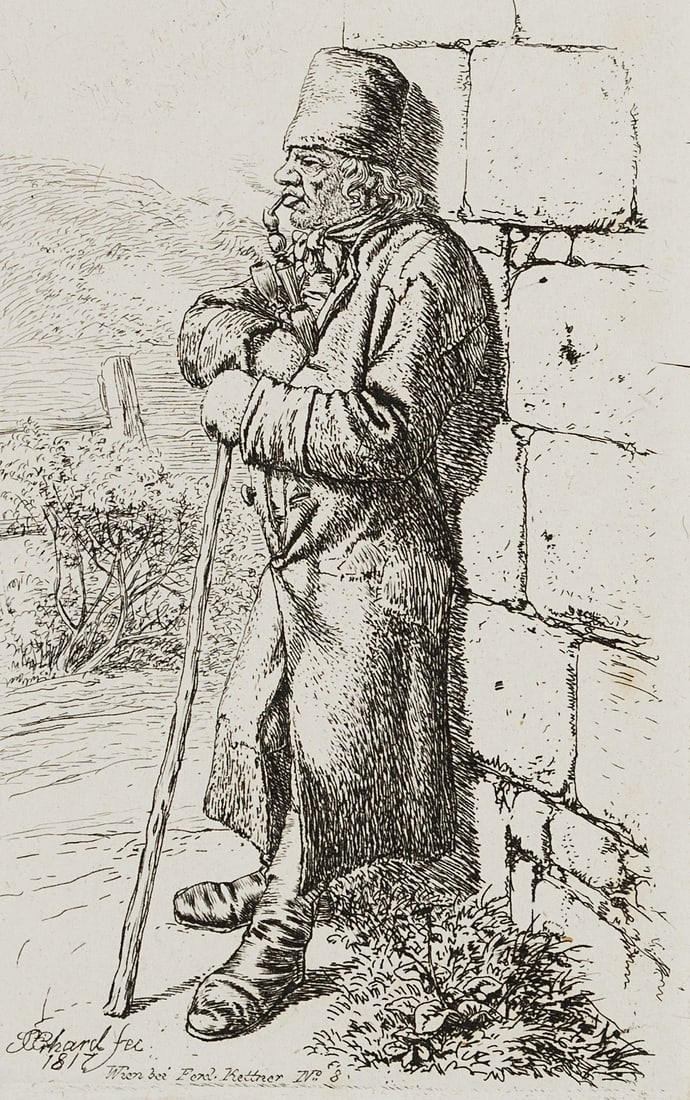 J. ERHARD (1795-1822), The tobacco smoker, 1817, Etching: Johann Christoph Erhard (1795 Nuremberg - 1822 Rom): The tobacco smoker, 1817, Etching Technique: Etching on Paper Catalogue Raisonné: , 181, III/IV Inscription: Signed lower left in the printing