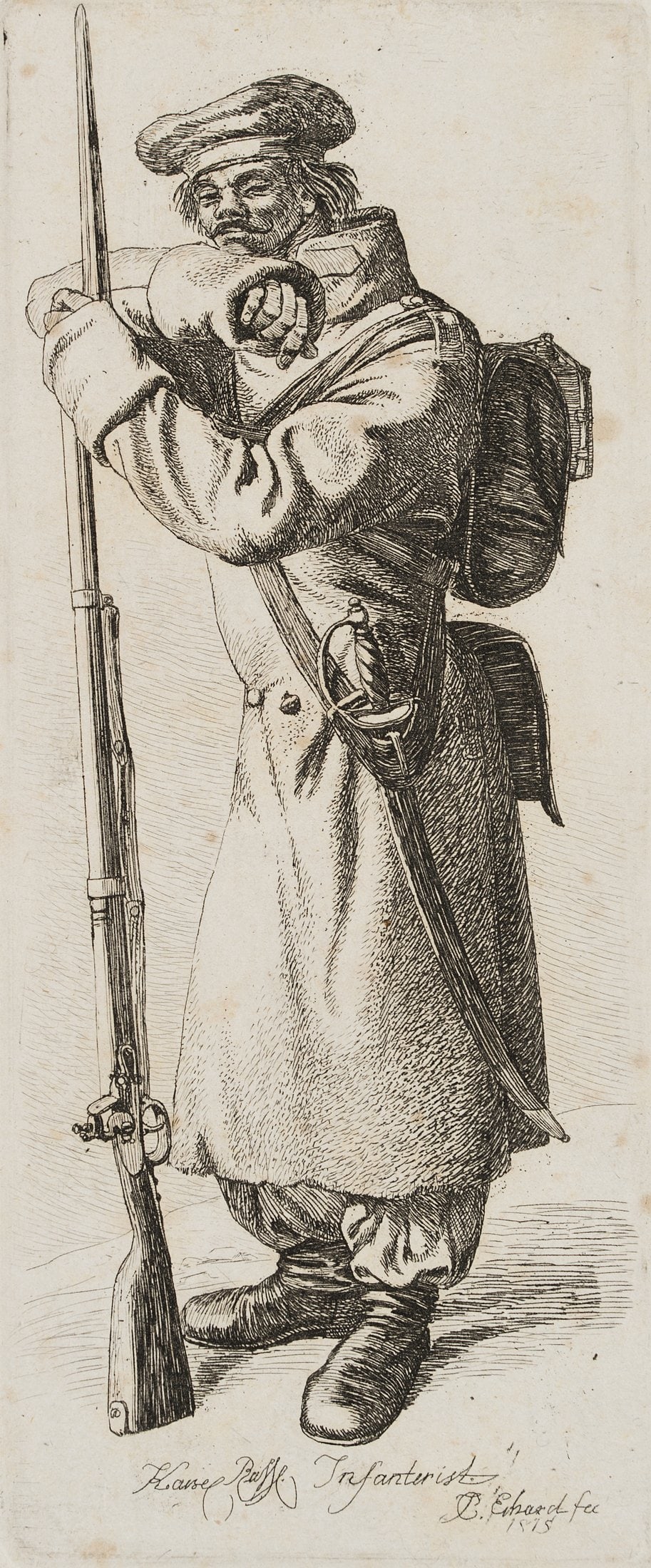 J. ERHARD (1795-1822), Imperial Russian infantryman, 1815, Etching: Johann Christoph Erhard (1795 Nuremberg - 1822 Rom): Imperial Russian infantryman, 1815, Etching Technique: Etching on Paper Catalogue Raisonné: , 182, III/III Inscription: Inscribed, signed and 